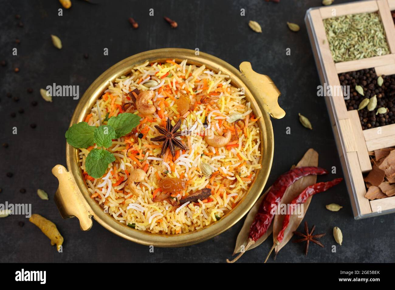 Vegetable biryani biriyani , Hyderabadi Shahi Pulao and raita Pilaf Basmati rice dish Indian