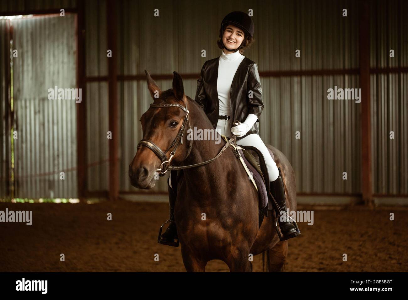 Girl riding a horse. Rider on a horse gallop. Equestrian sport concept