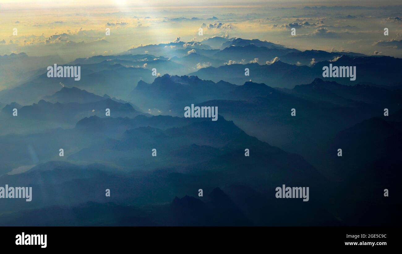 Aerial views of the Swiss Alps Stock Photo - Alamy