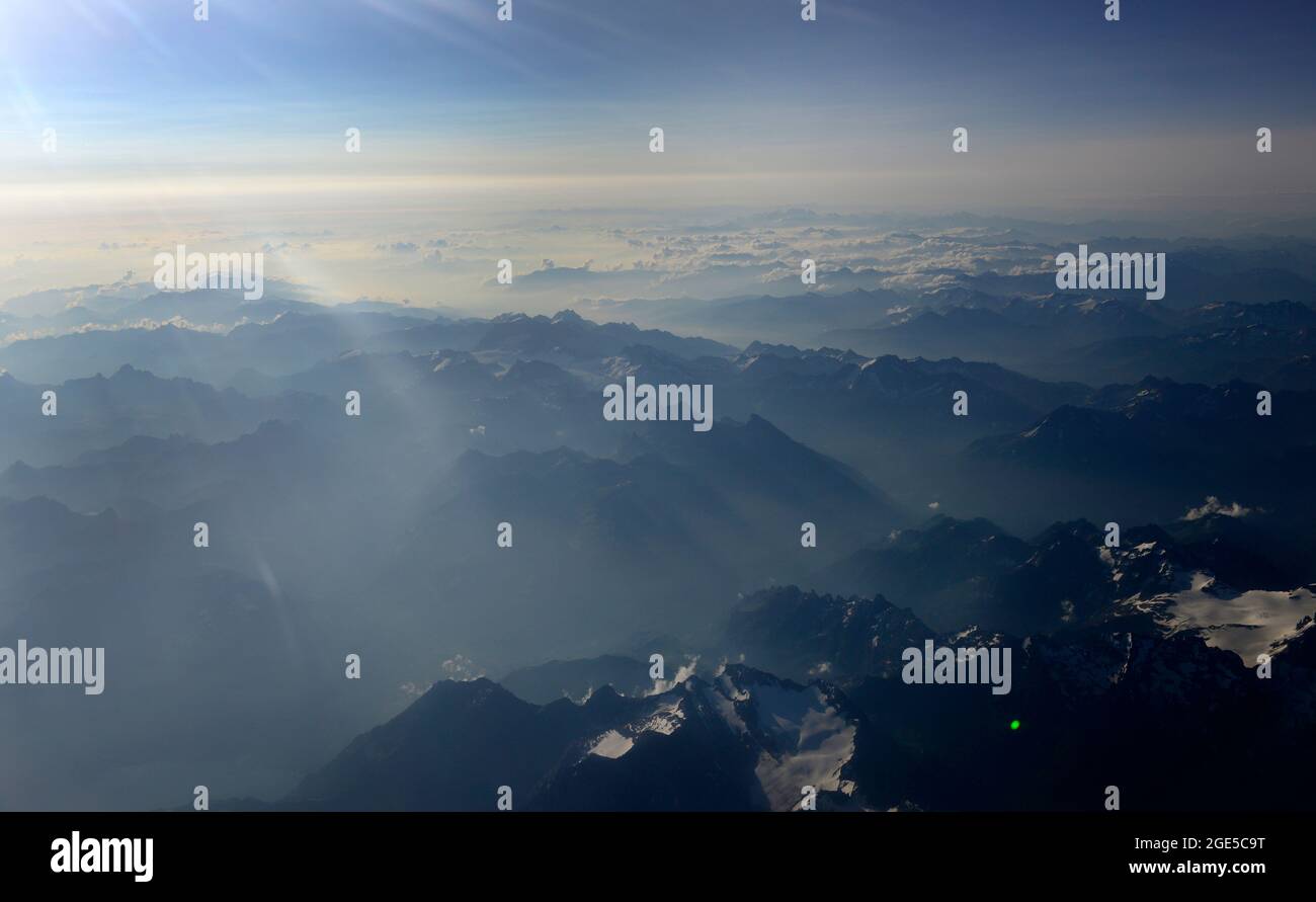 Aerial views of the Swiss Alps Stock Photo - Alamy