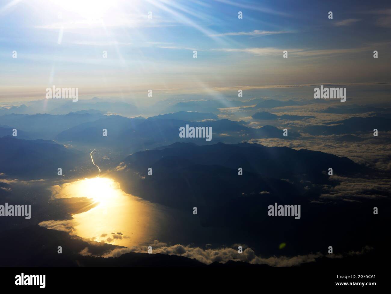 Aerial views of the Swiss Alps Stock Photo - Alamy