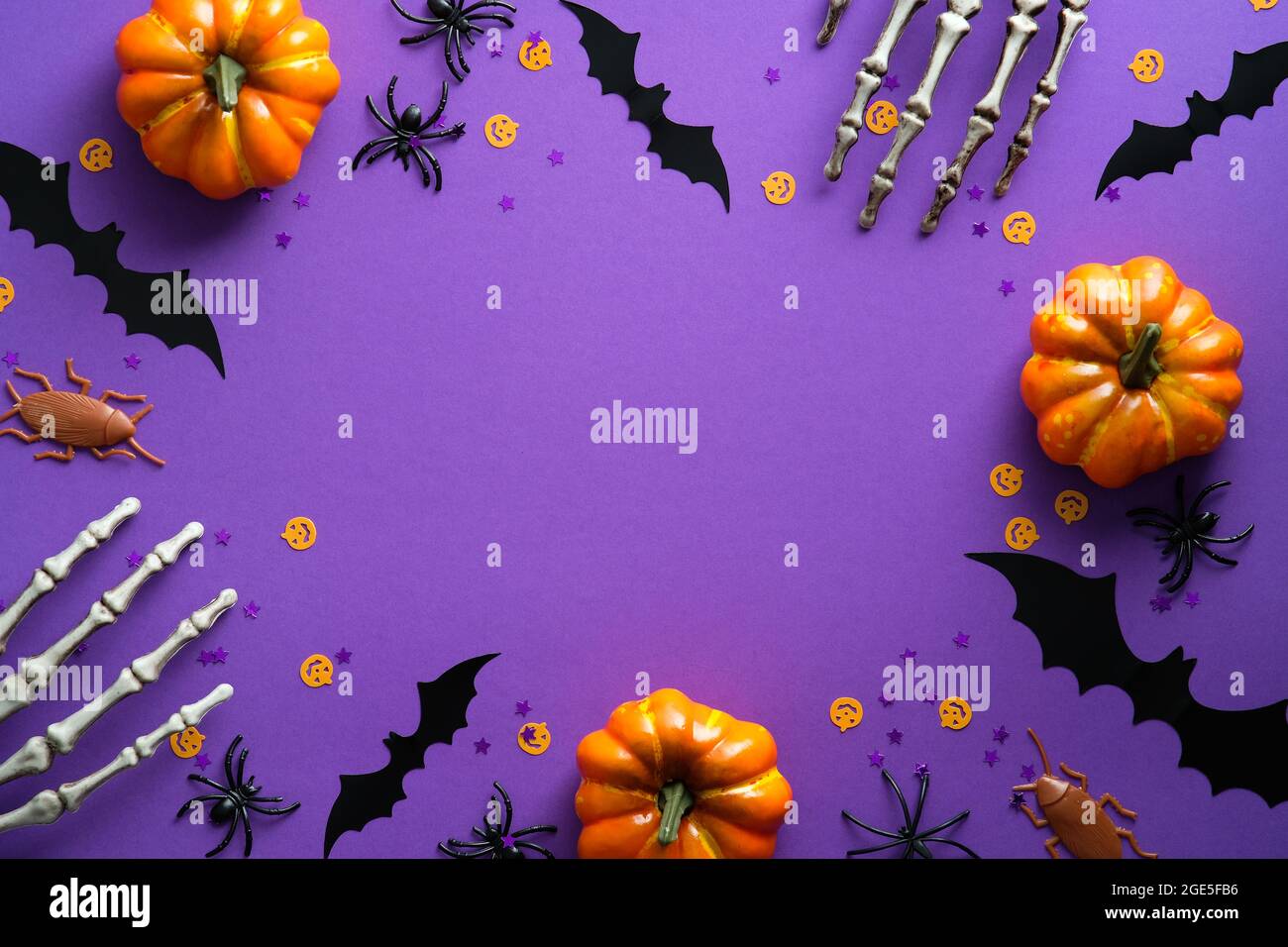 Happy Halloween holiday concept. Halloween decorations, skeleton ...