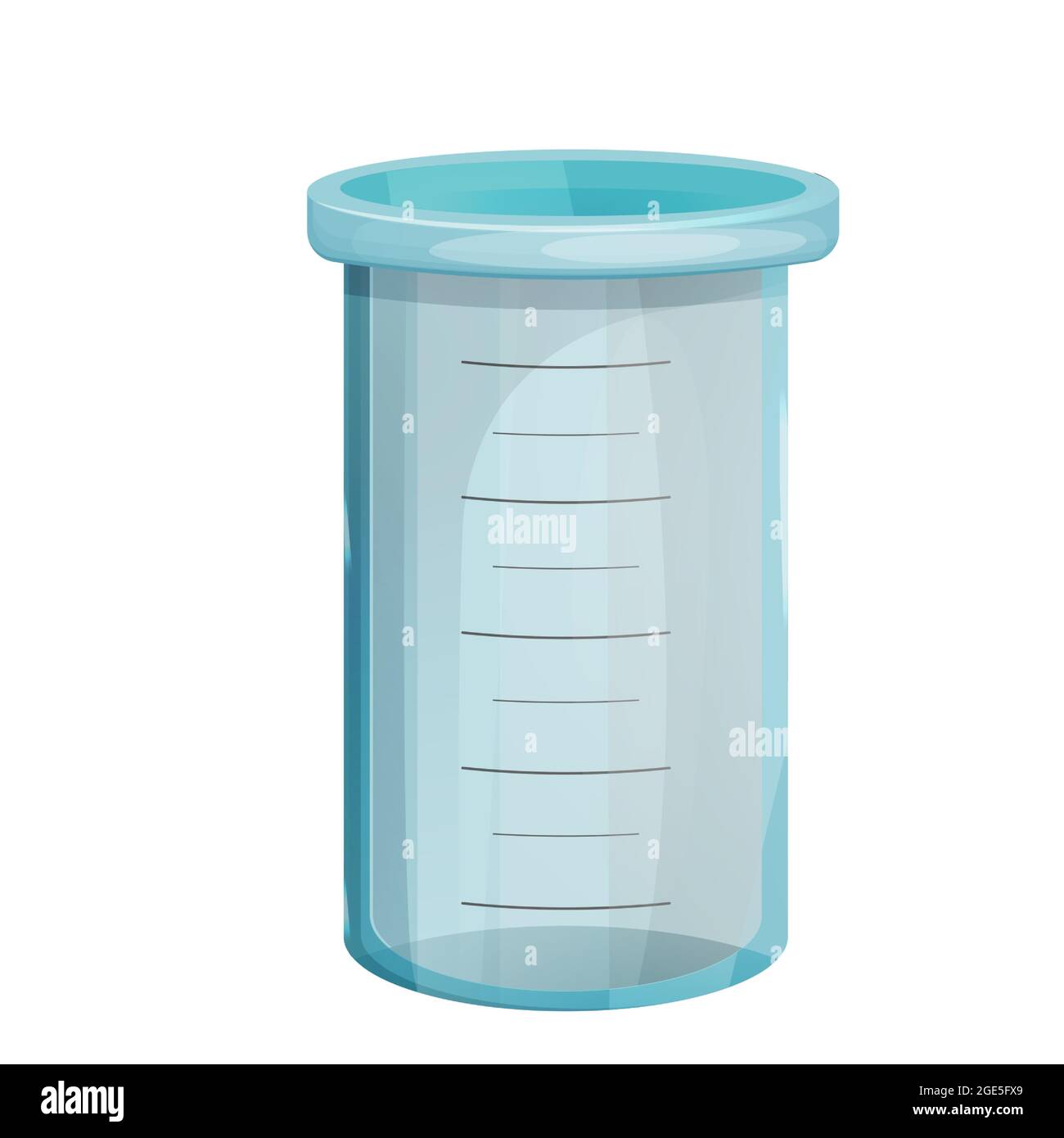 Laboratory Beaker, glass flask in cartoon style isolated on white background. Chemical, study