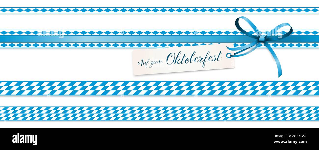 EPS 10 vector illustration of white and blue checkered banners for German Oktoberfest time 2021 Stock Vector