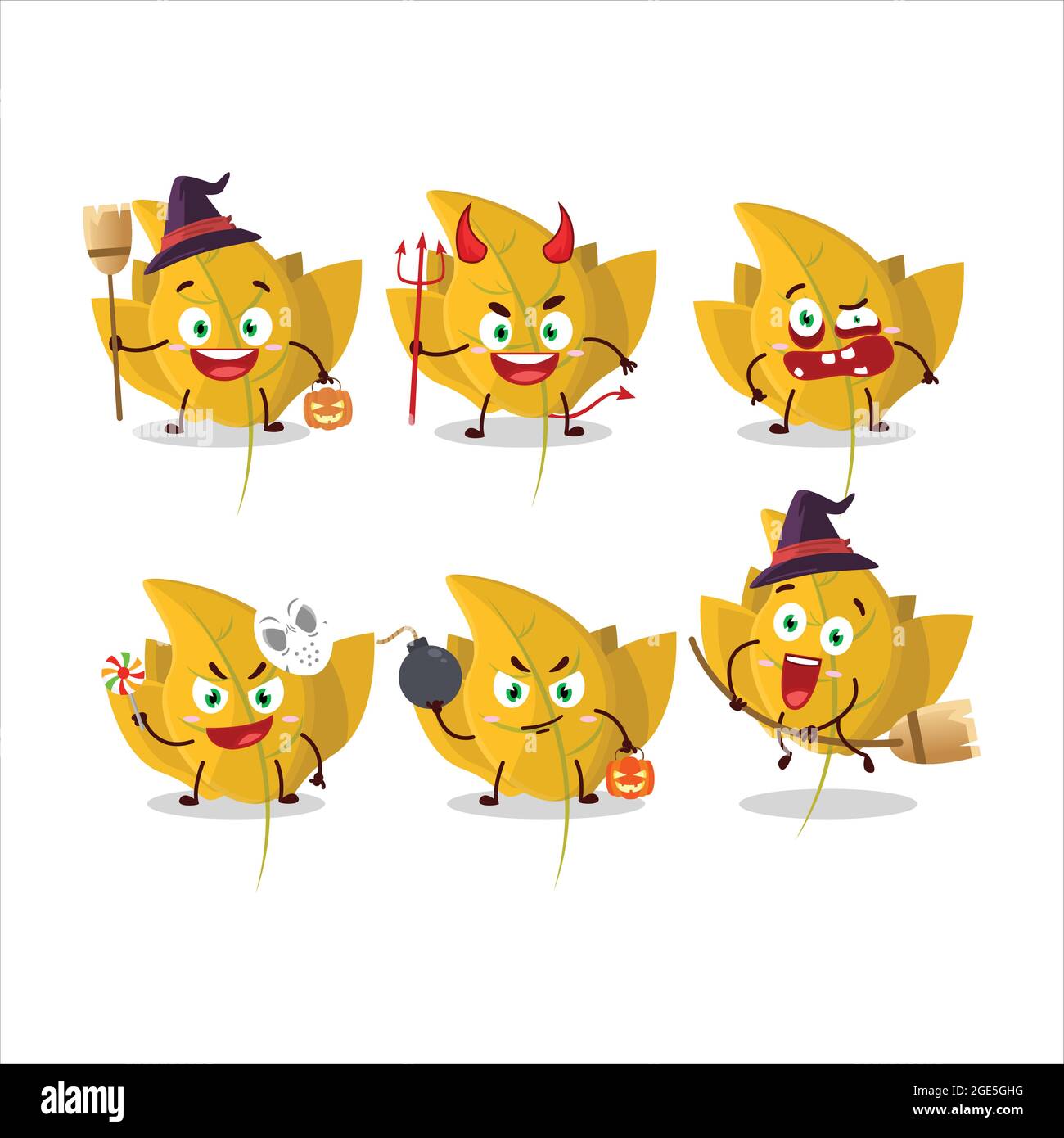 Halloween expression emoticons with cartoon character of conkers yellow ...