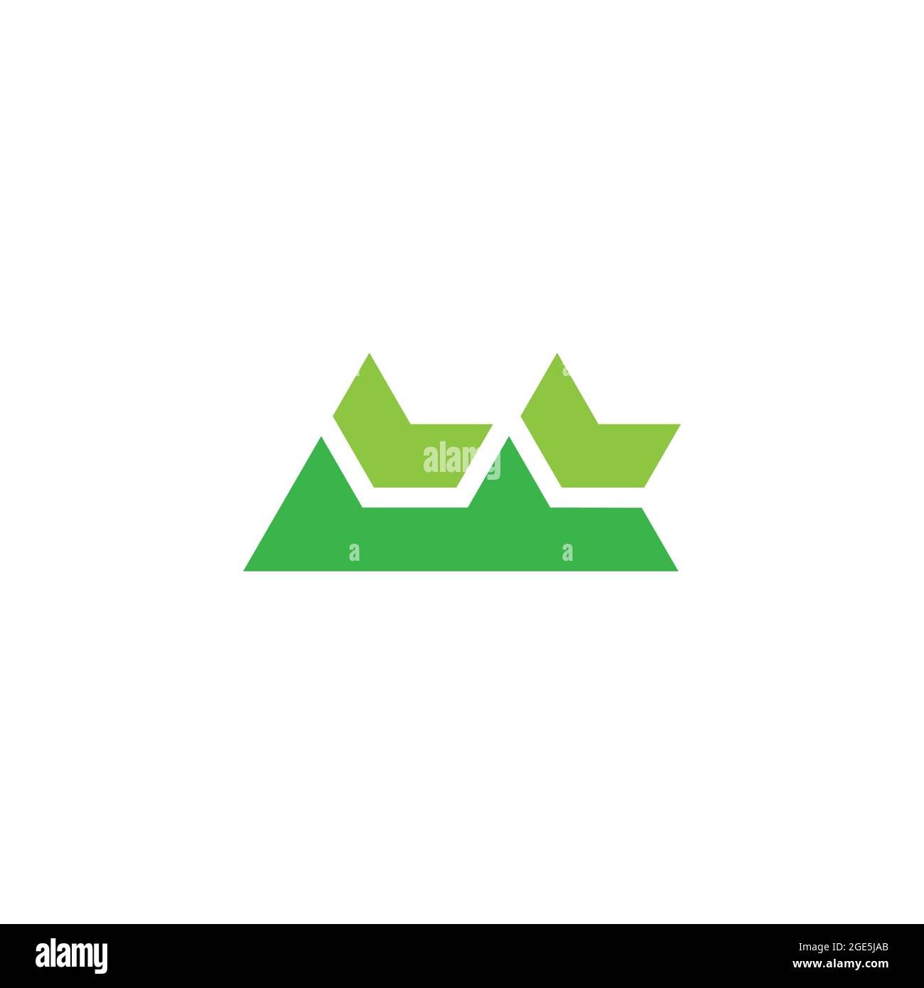 triangle green mountain arrows letter m simple geometric logo vector Stock Vector