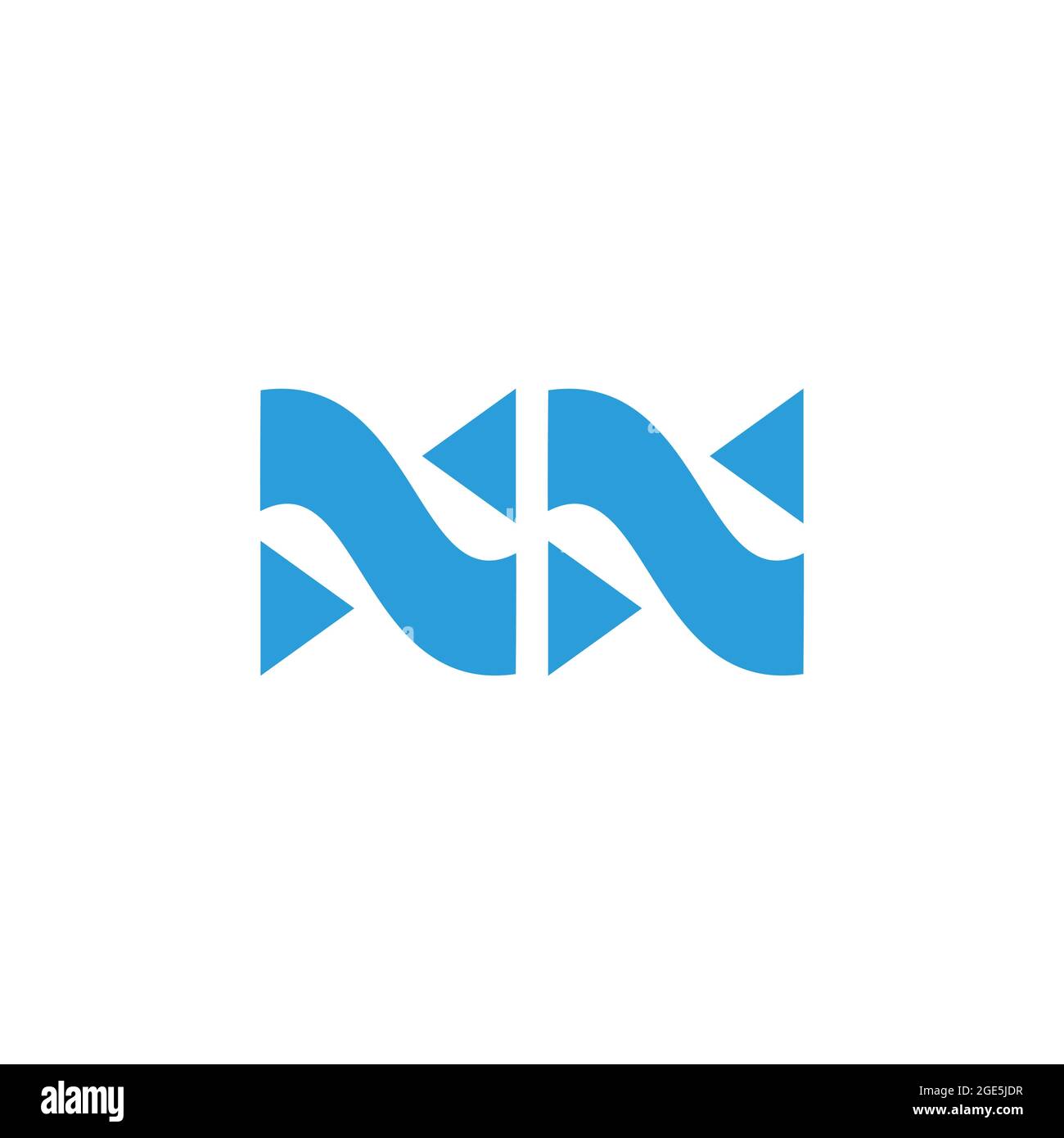letter nn triangle blue waves geometric simple logo vector Stock Vector