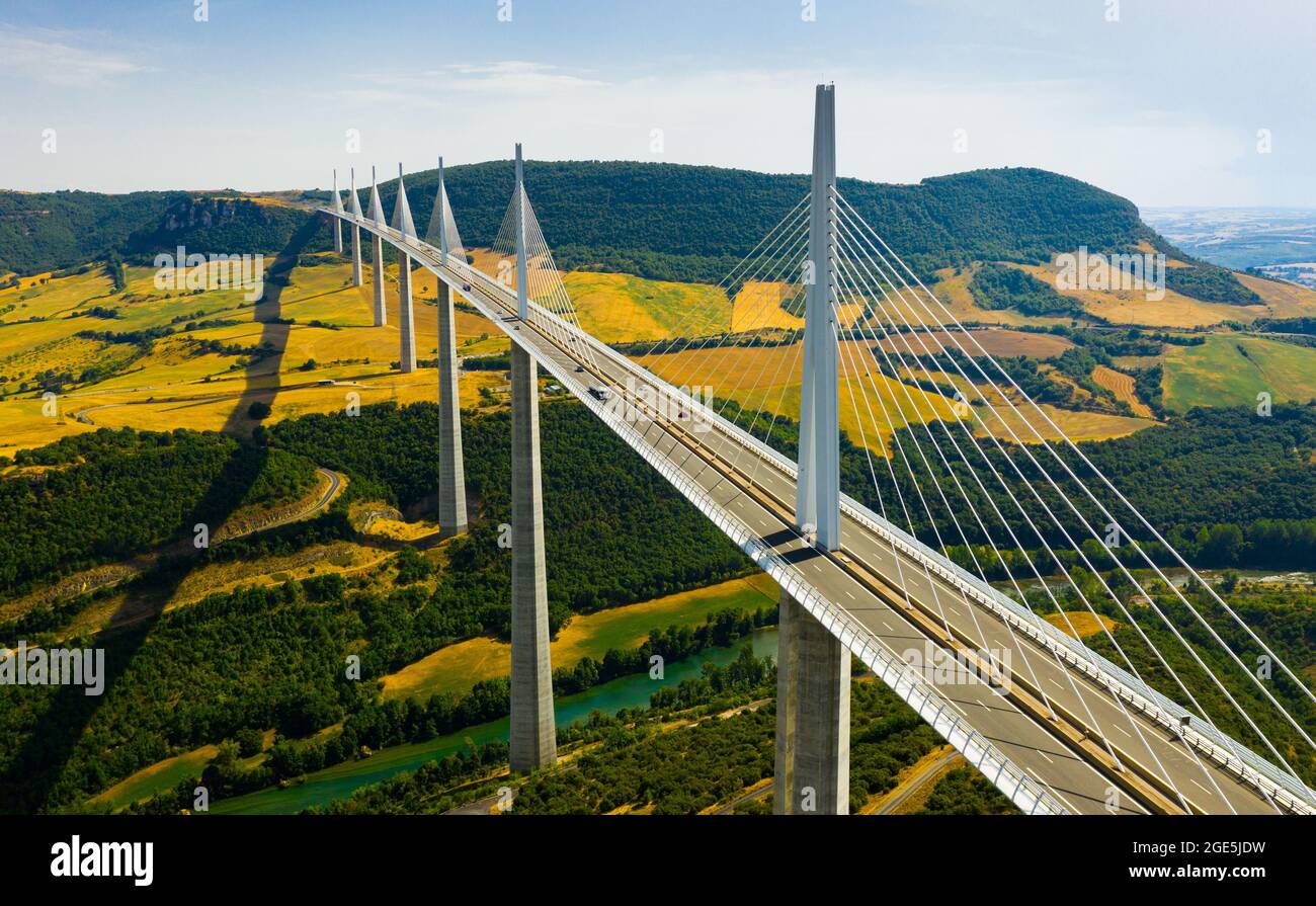Millau France August 11 2020 Millau Viaduct Cable stayed Road Millau France August 11 2020 Millau Viaduct Cable stayed Road