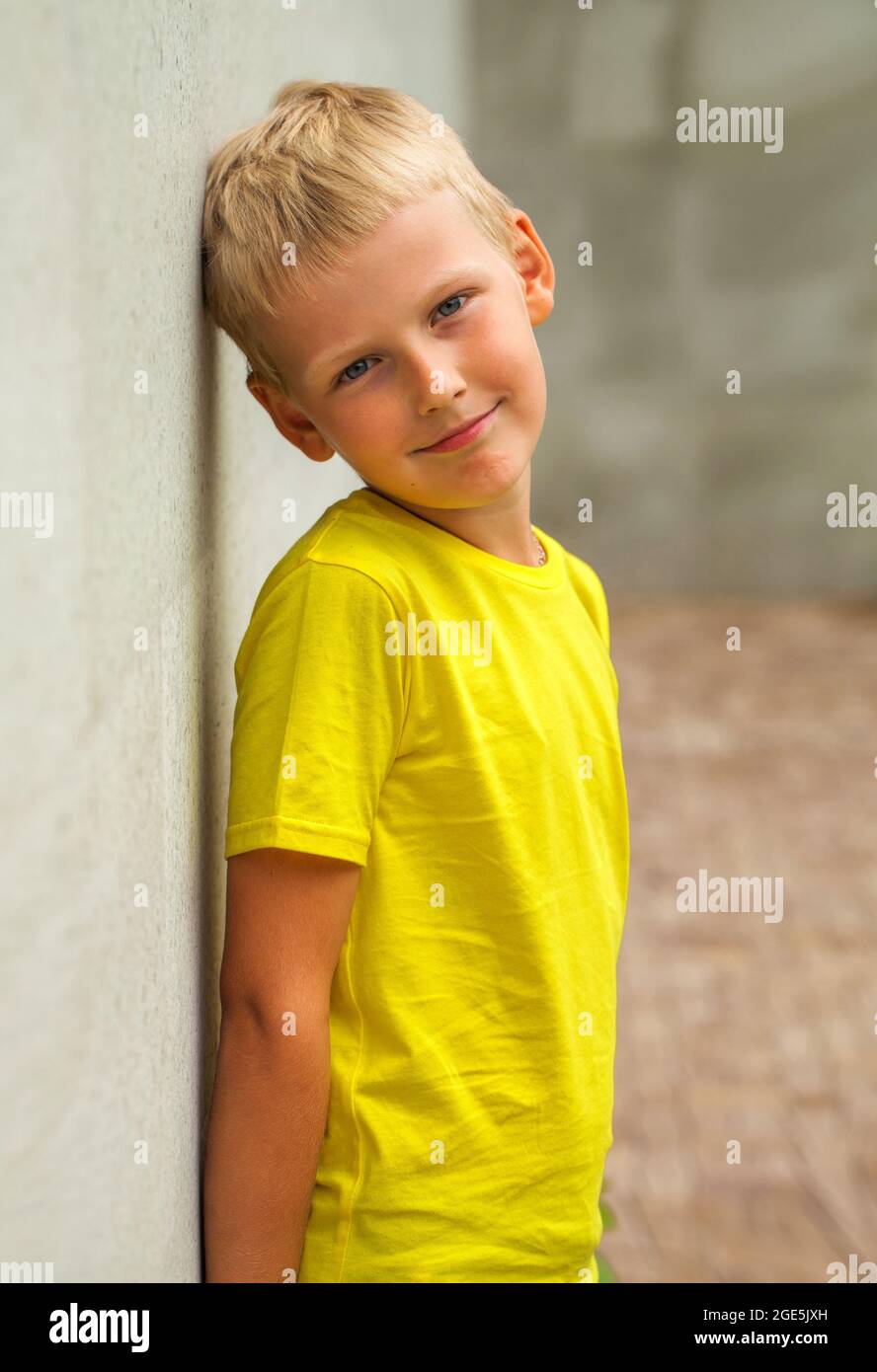 Close-up portrait of a little boy in a summer park Stock Photo - Alamy