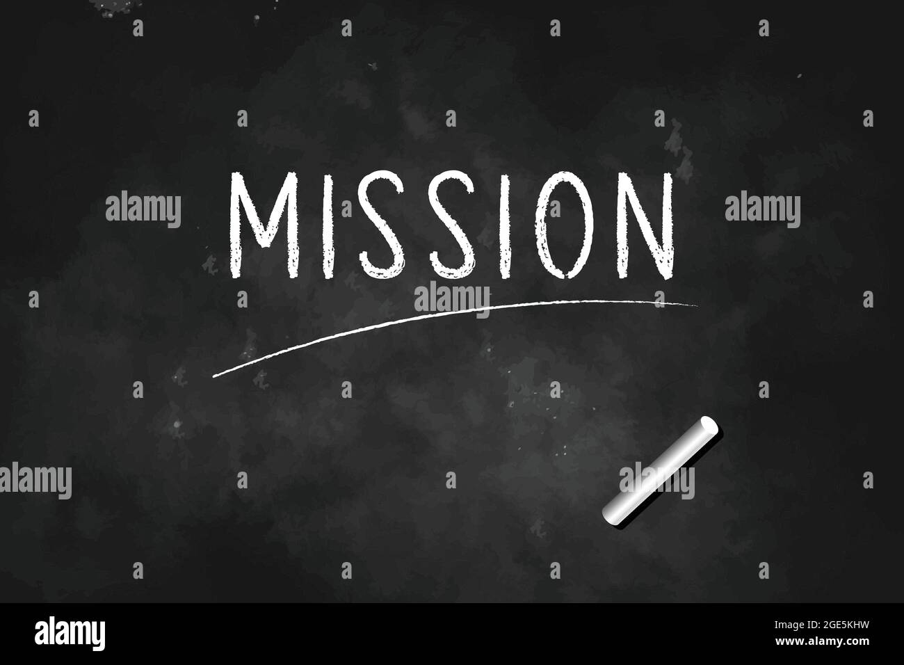Mission written with chalk on blackboard icon logo design vector illustration Stock Vector