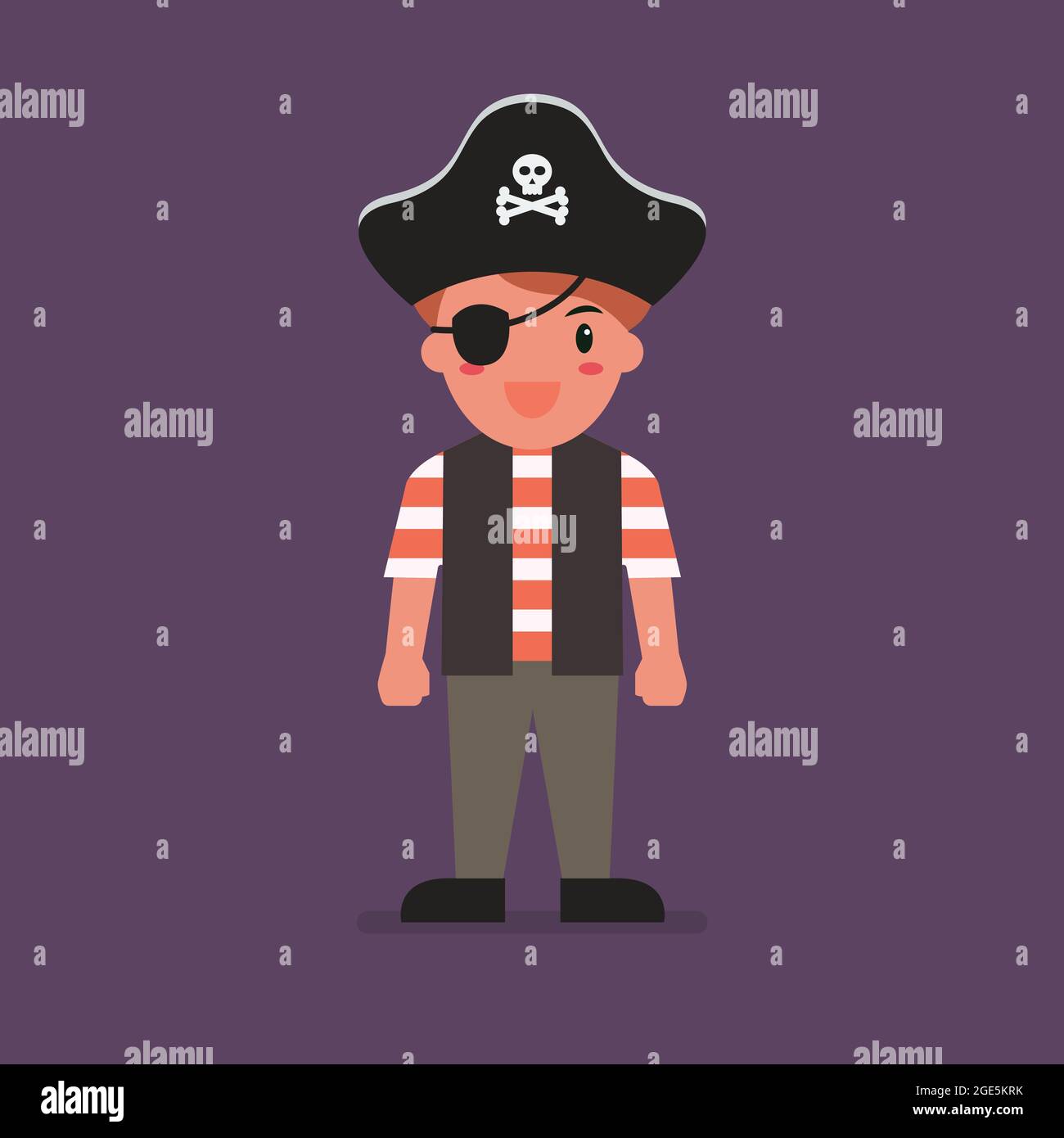 Kid wearing a pirate costume. Halloween holiday party. Vector illustration Stock Vector