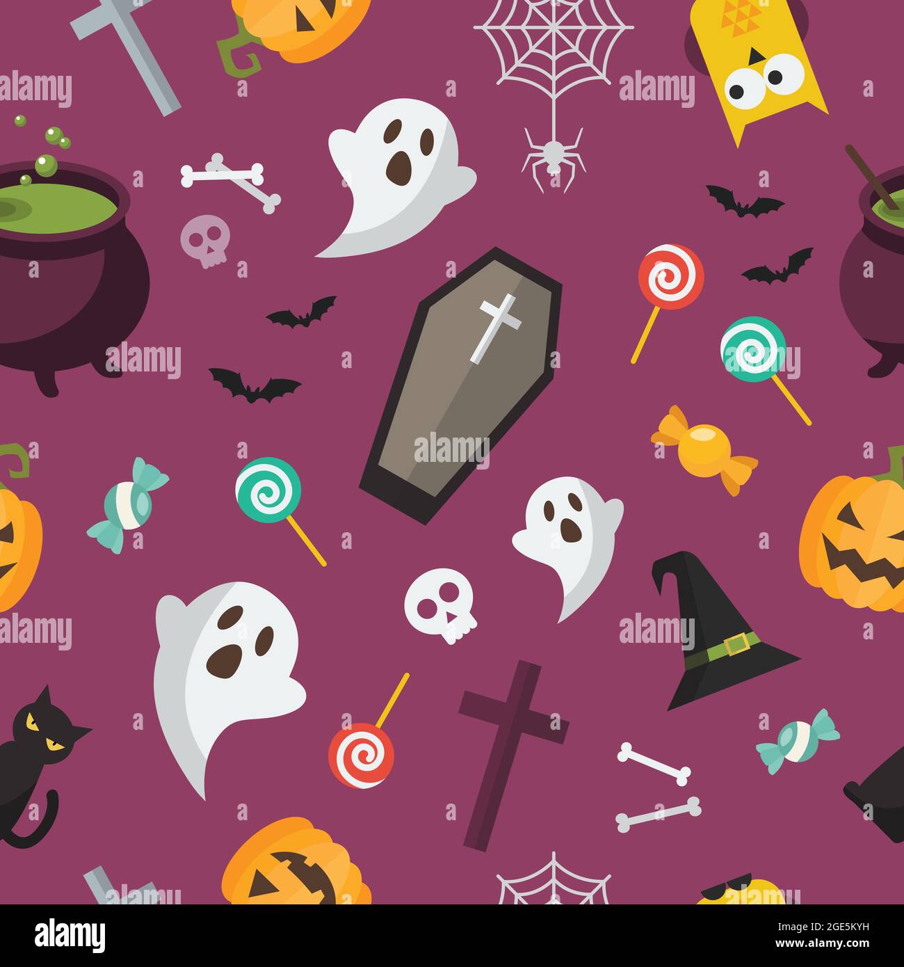 Halloween elements seamless pattern. Halloween background. Vector illustration Stock Vector