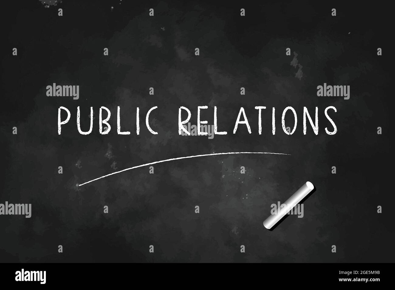 PUBLIC RELATIONS written with chalk on blackboard icon logo design vector illustration Stock Vector