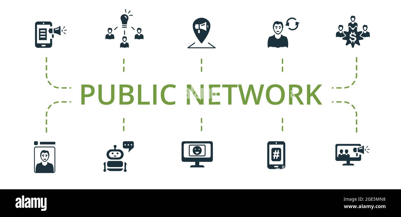 Public Network icon set. Contains editable icons theme such as ...