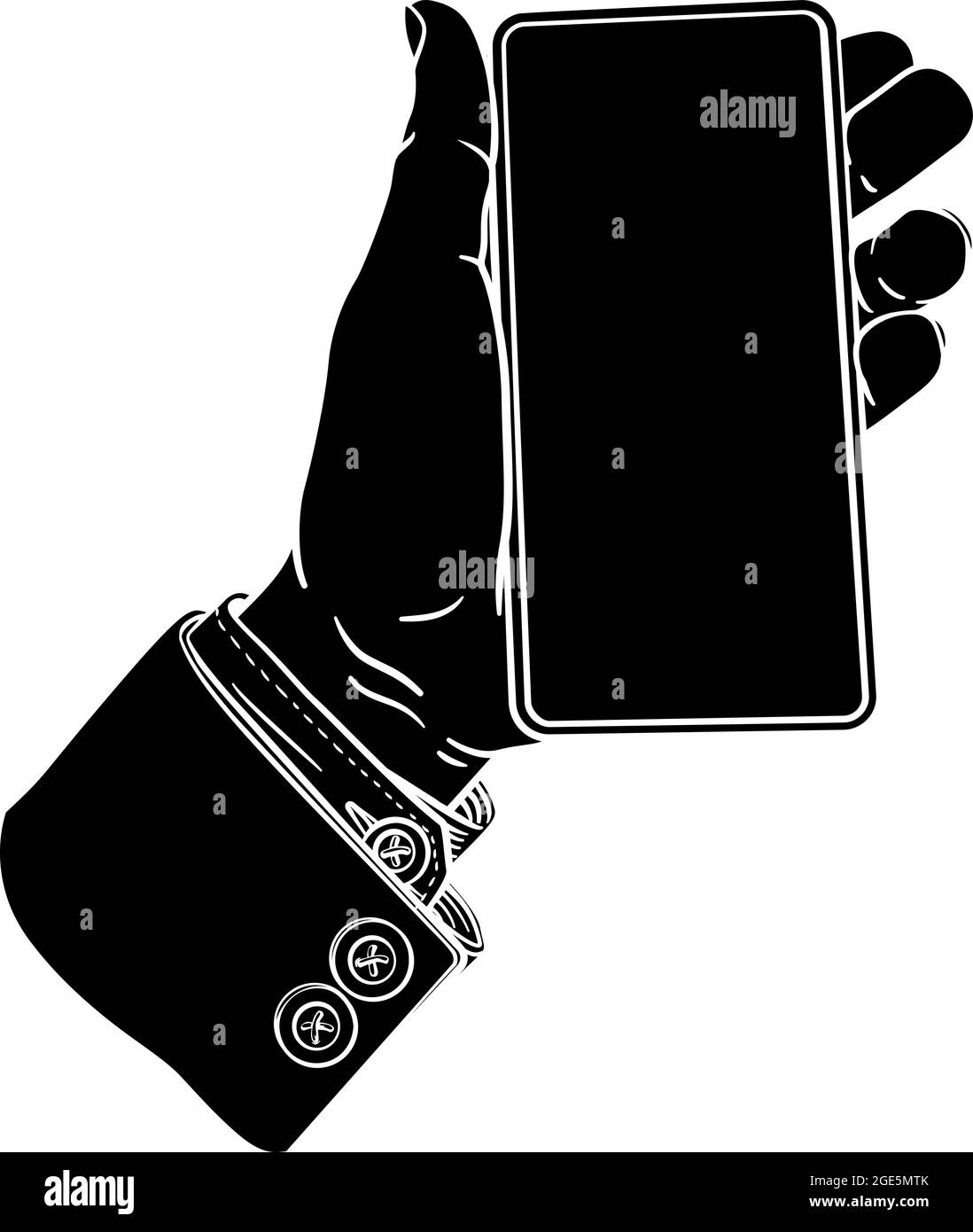 Hand Holding Mobile Phone Vintage Style Stock Vector