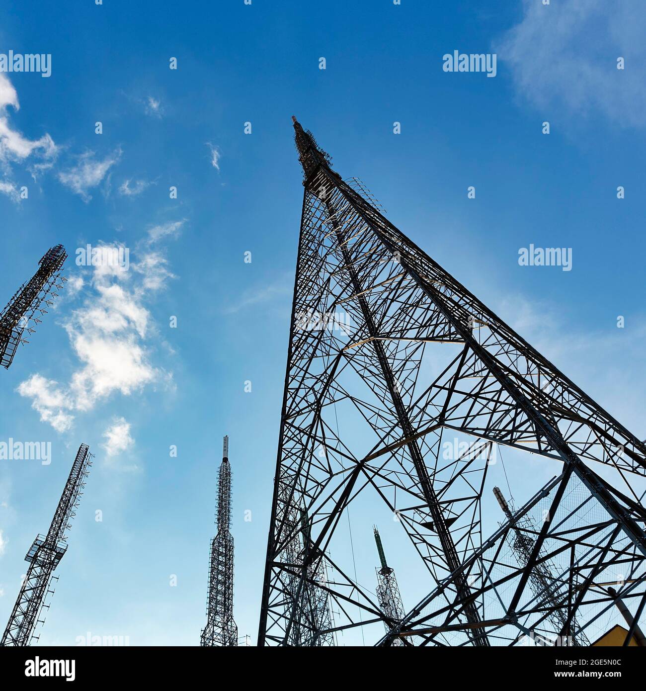 Transmission towers on the hill Bueyuek Camlica, Camlica, Istanbul, Turkey Stock Photo