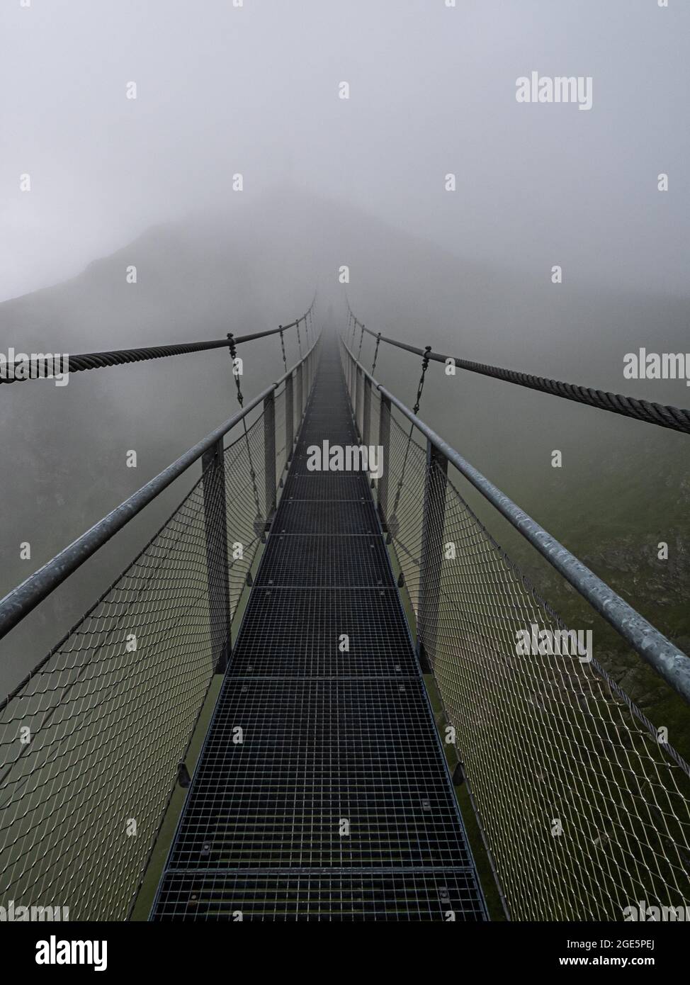 Suspension bridge in the fog, Stubnerkogel, Bad Gastein, Salzburger