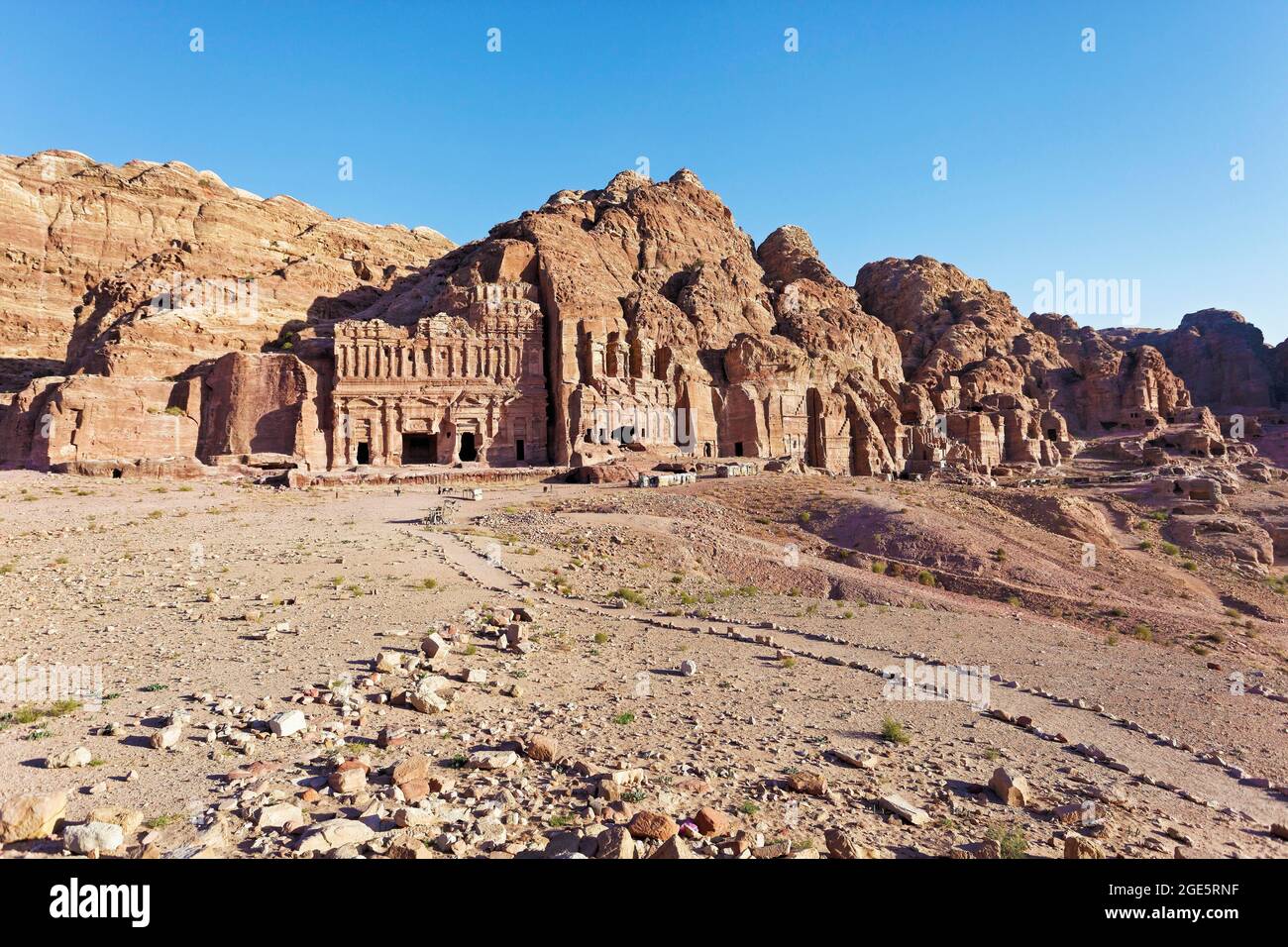Royal tombs on the western slope of Jabal al-Khubtha, Petra, ancient capital of the Nabataeans, UNESCO World Heritage Site, Kingdom of Jordan Stock Photo
