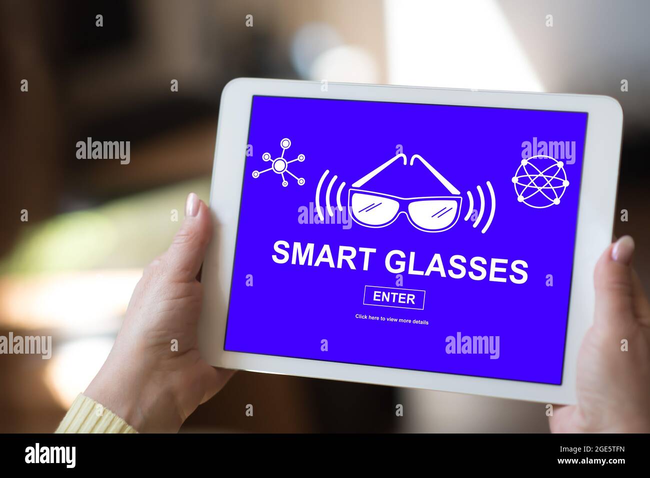 Tablet screen displaying a smart glasses concept Stock Photo Alamy