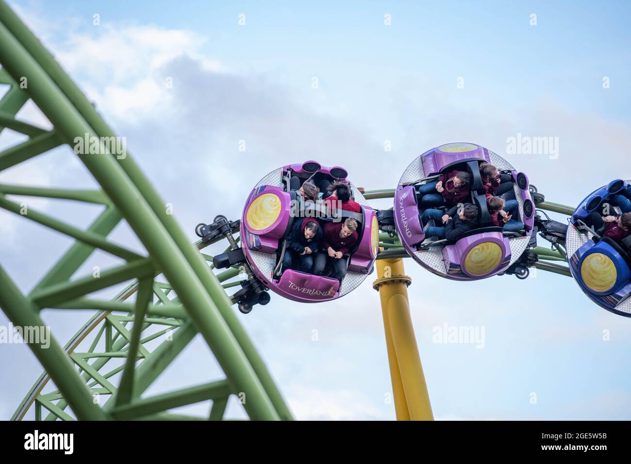 Toverland Rollercoasters Troy World Class Wooden Rollercoaster Fenix Wigned Coaster Mack Spinner Dwervelwind Pro Quality Dslr Stock Photo Alamy