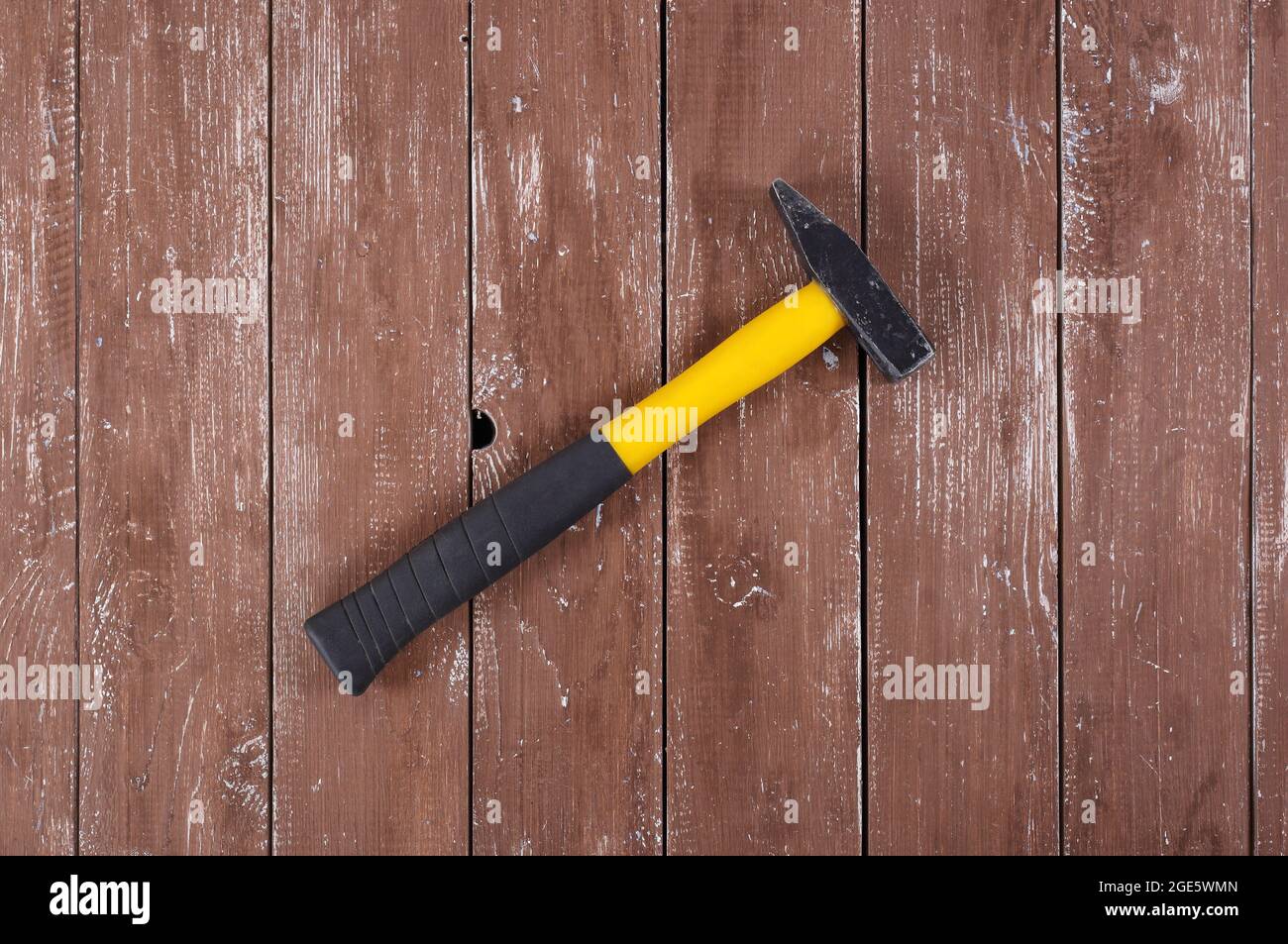 Tools Building and repair Top view big hammer on a wooden background Stock Photo Alamy