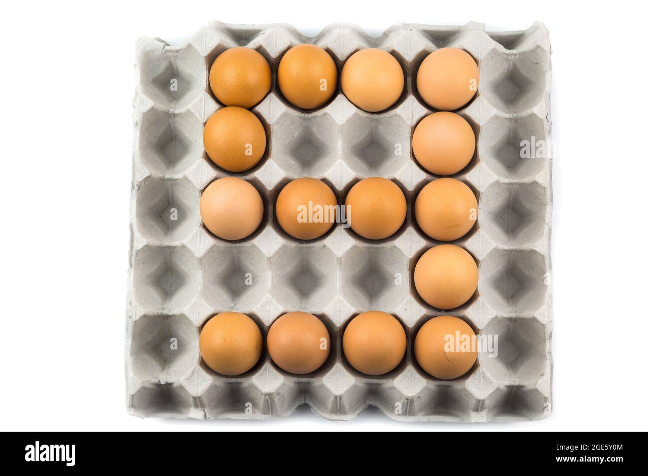 Eggs arranged in a number isolated on white background Stock Photo