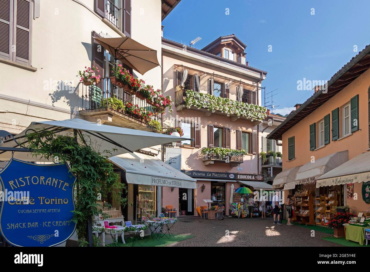 Shops in the old town, Stresa, Lake Maggiore, Piedmont, Italy Stock