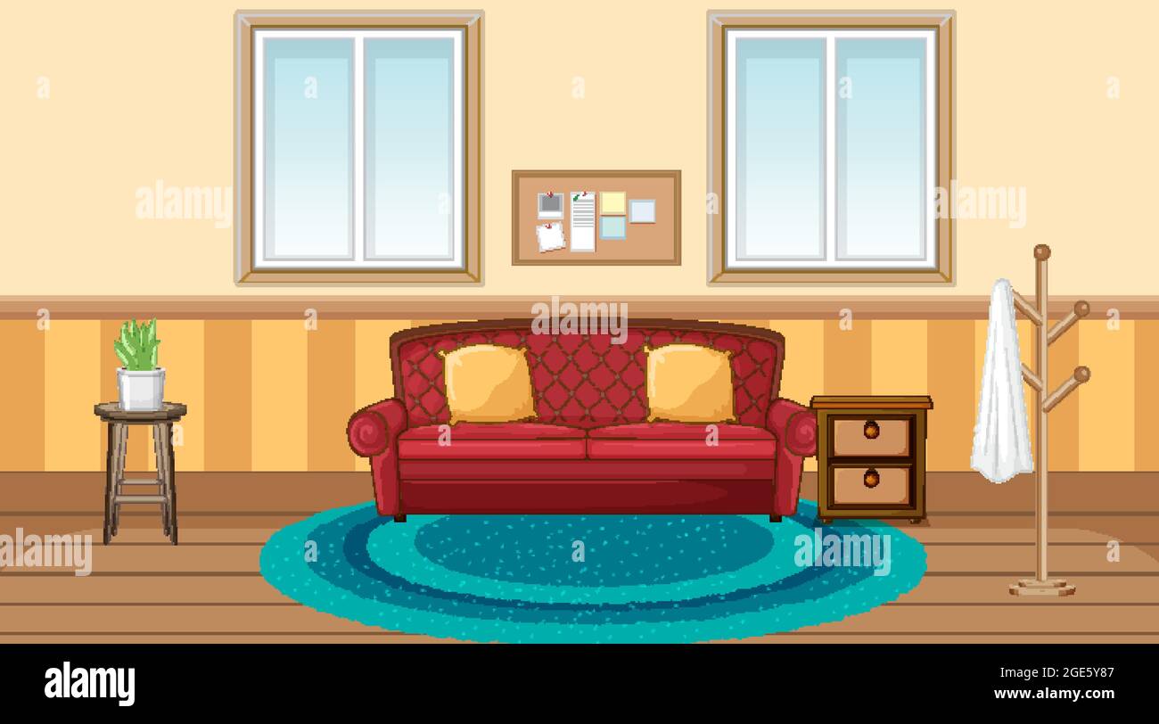 Living room interior design with furniture illustration Stock Vector ...