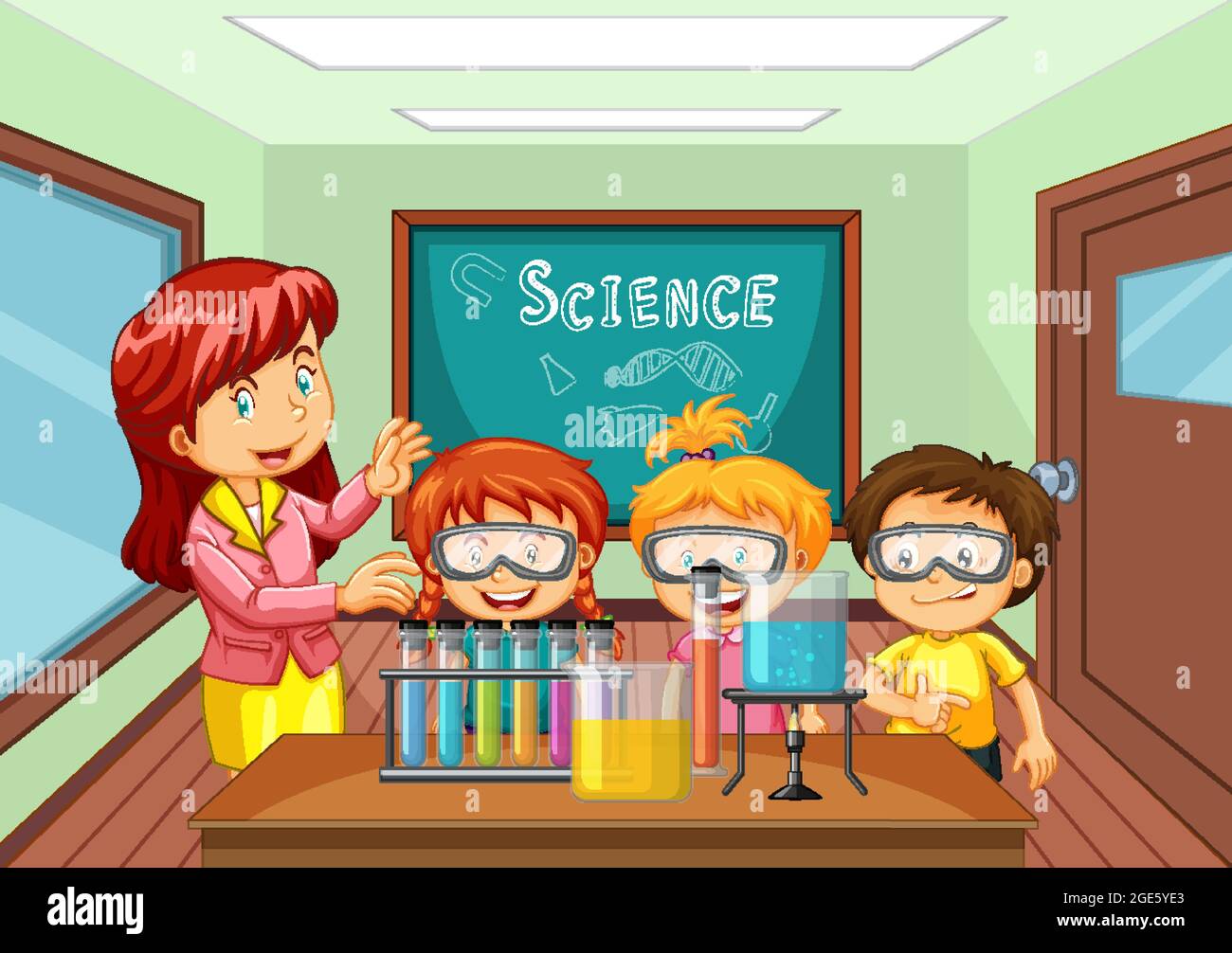 Teacher explaining science experiment to students in the classroom  illustration Stock Vector Image & Art - Alamy