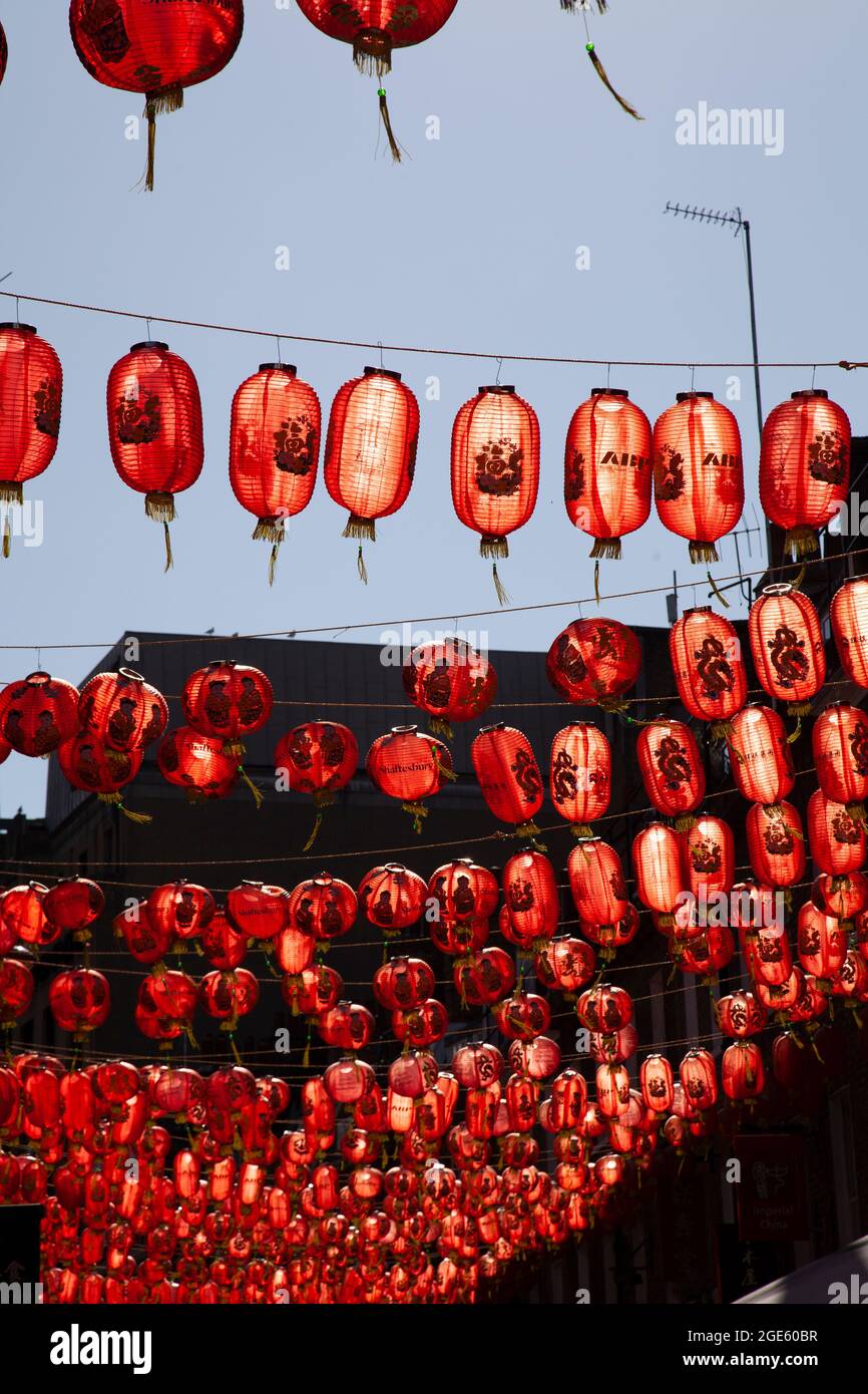 Chinatown Street with Lanterns - London UK Stock Photo