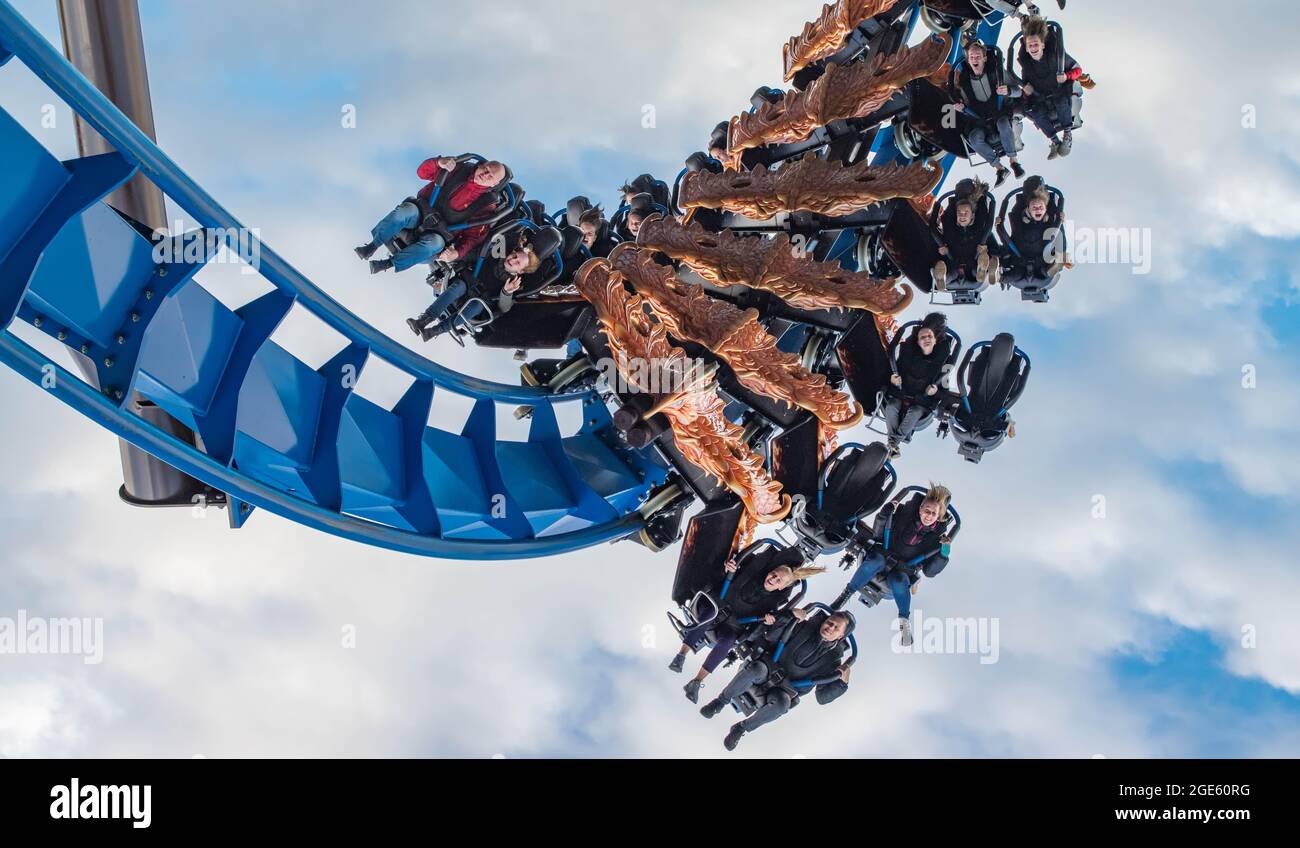 Toverland Rollercoasters Series, Fenix B&M Wing Coaster, Booster Bikes  Vekoma and Dwervelwind Mack Spinning Rollercoaster The Netherlands Stock  Photo - Alamy