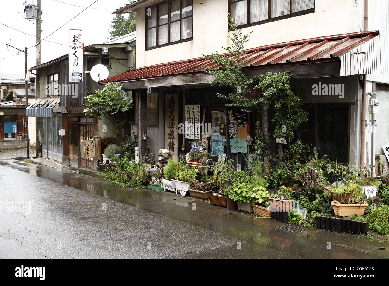 yudanaka, nagano, japan, 2021-13-8 , view of Yudanaka onsen town . Stock Photo