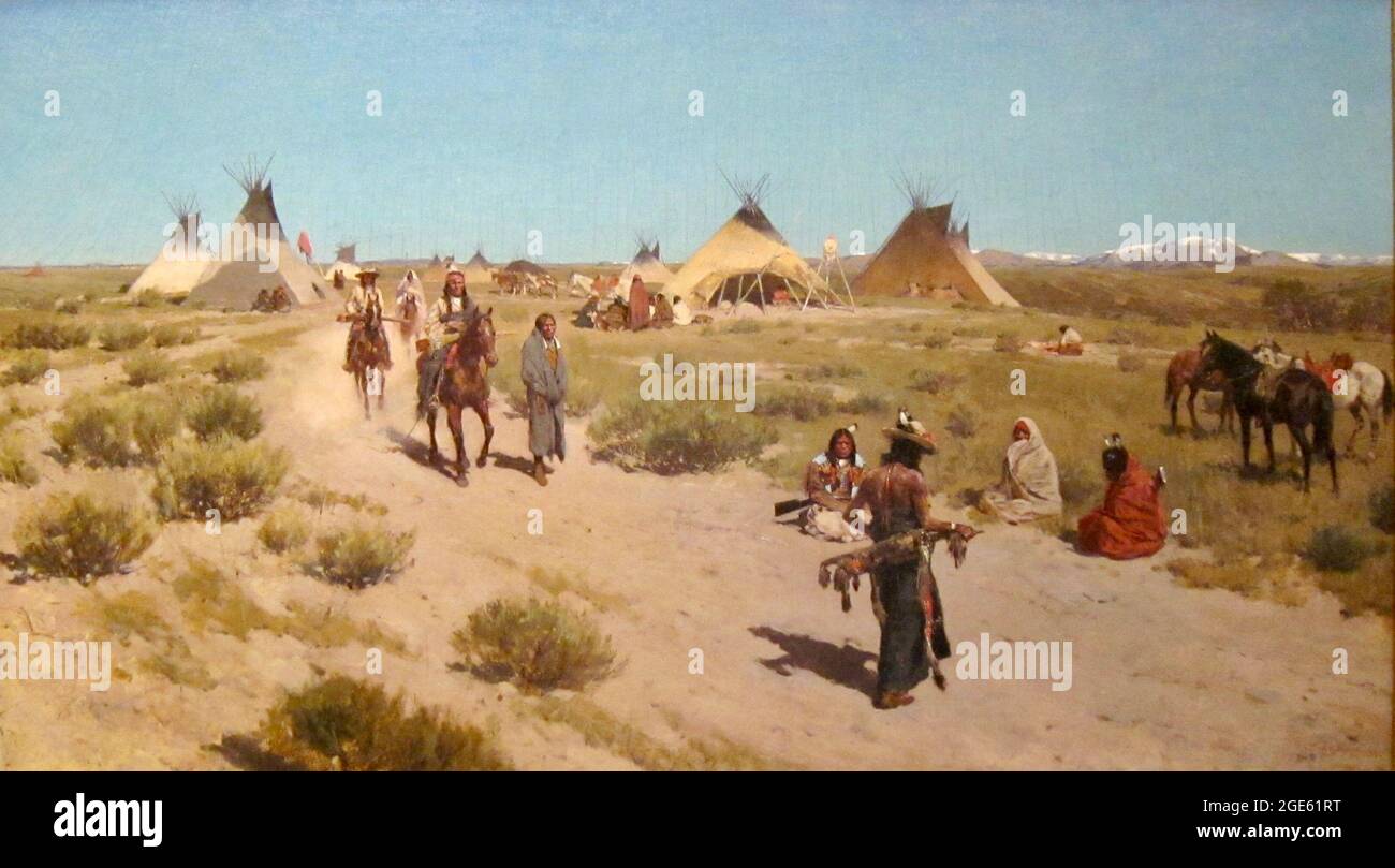 Henry Farny artwork entitled Hunting Camp on the Plains Stock Photo