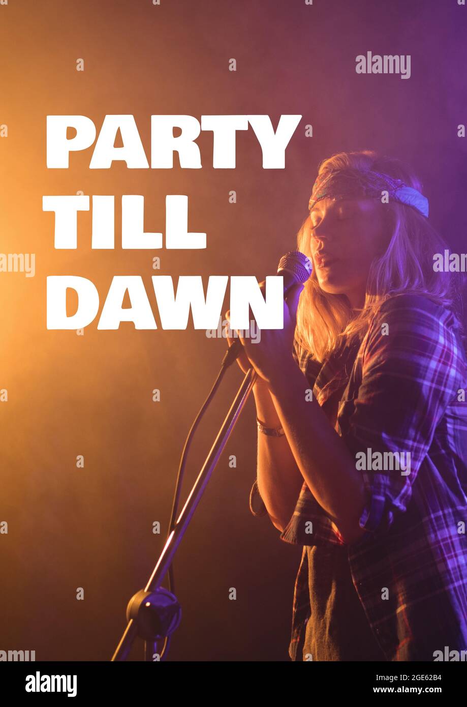 Live Singer Text Composition of music event text over woman singing Stock Photo - Alamy