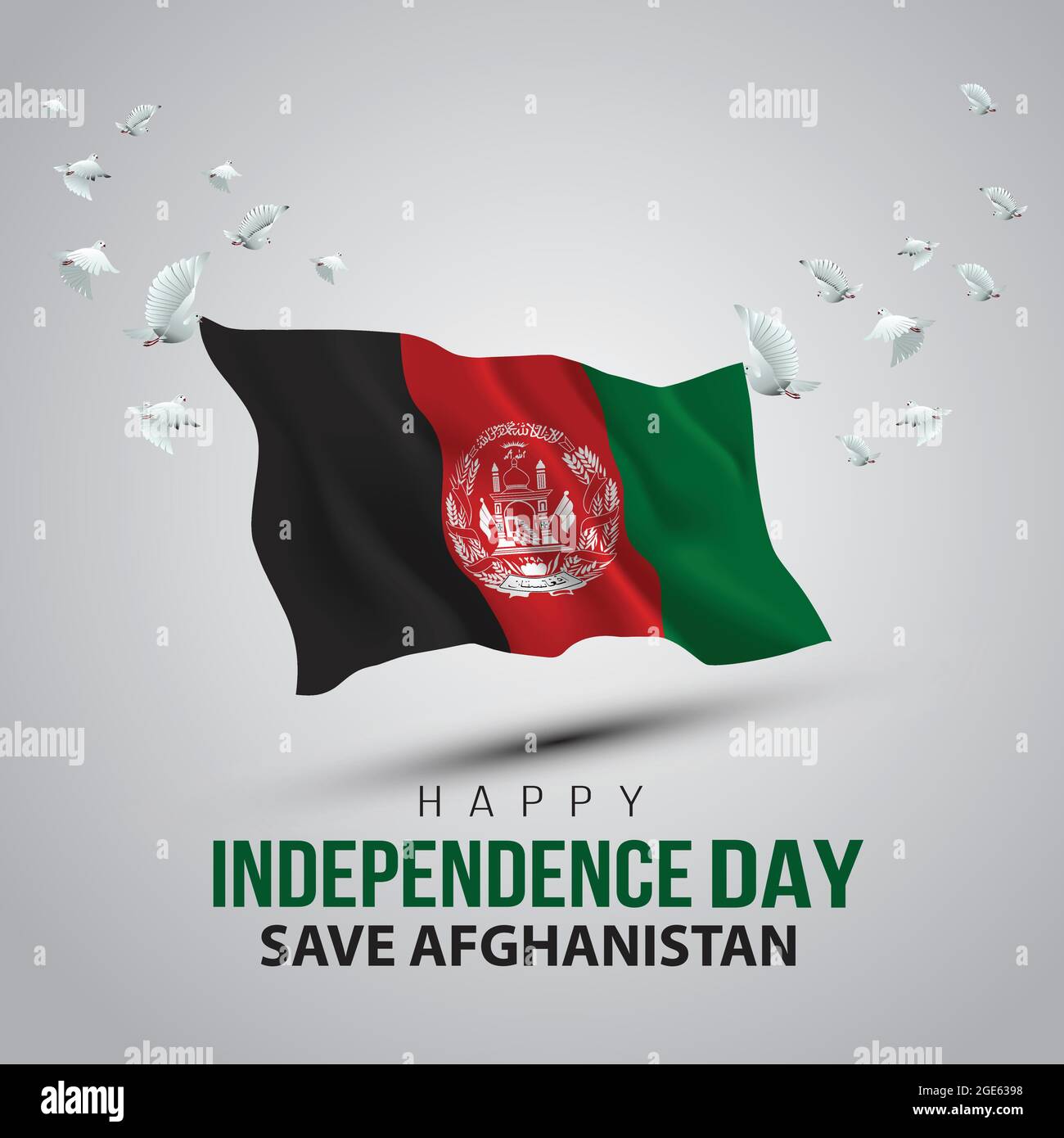 happy independence day Afghanistan. 3d flag with flying pigeon ...