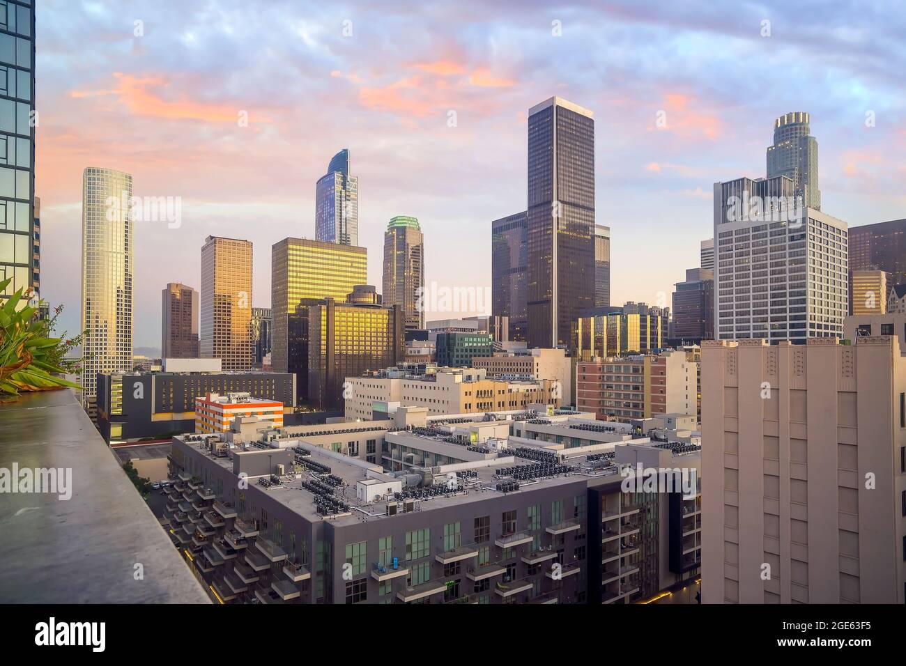 Aerial downtown los angeles sunrise hi-res stock photography and images ...