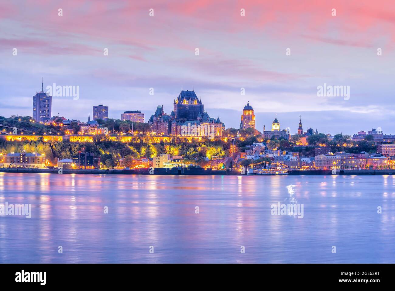 Panoramic view of Quebec City skyline with Saint Lawrence river in ...