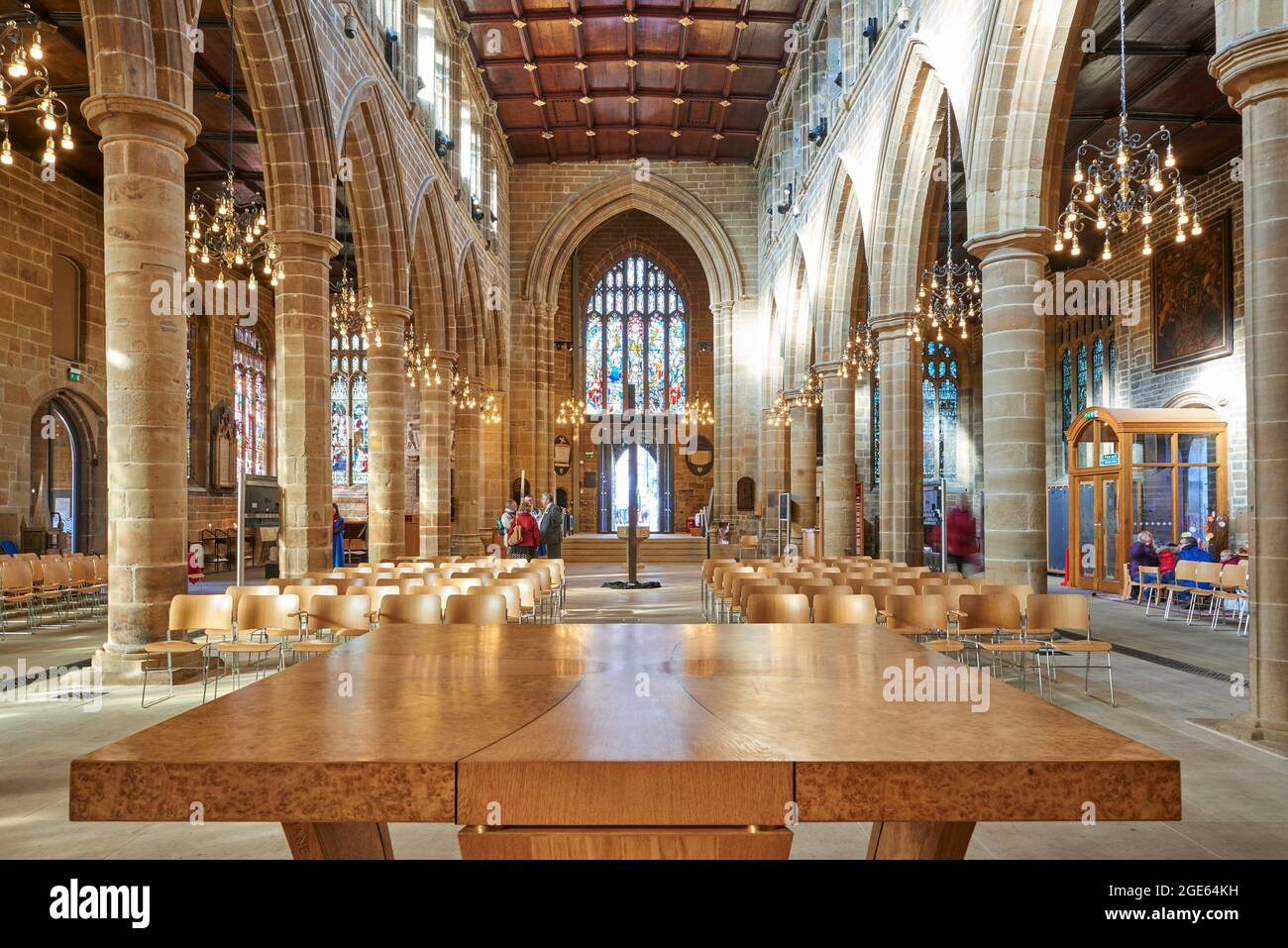 New modern alter at The refurbished interior of Wakefield Cathedral, West Yorkshire, northern England, UK Stock Photo