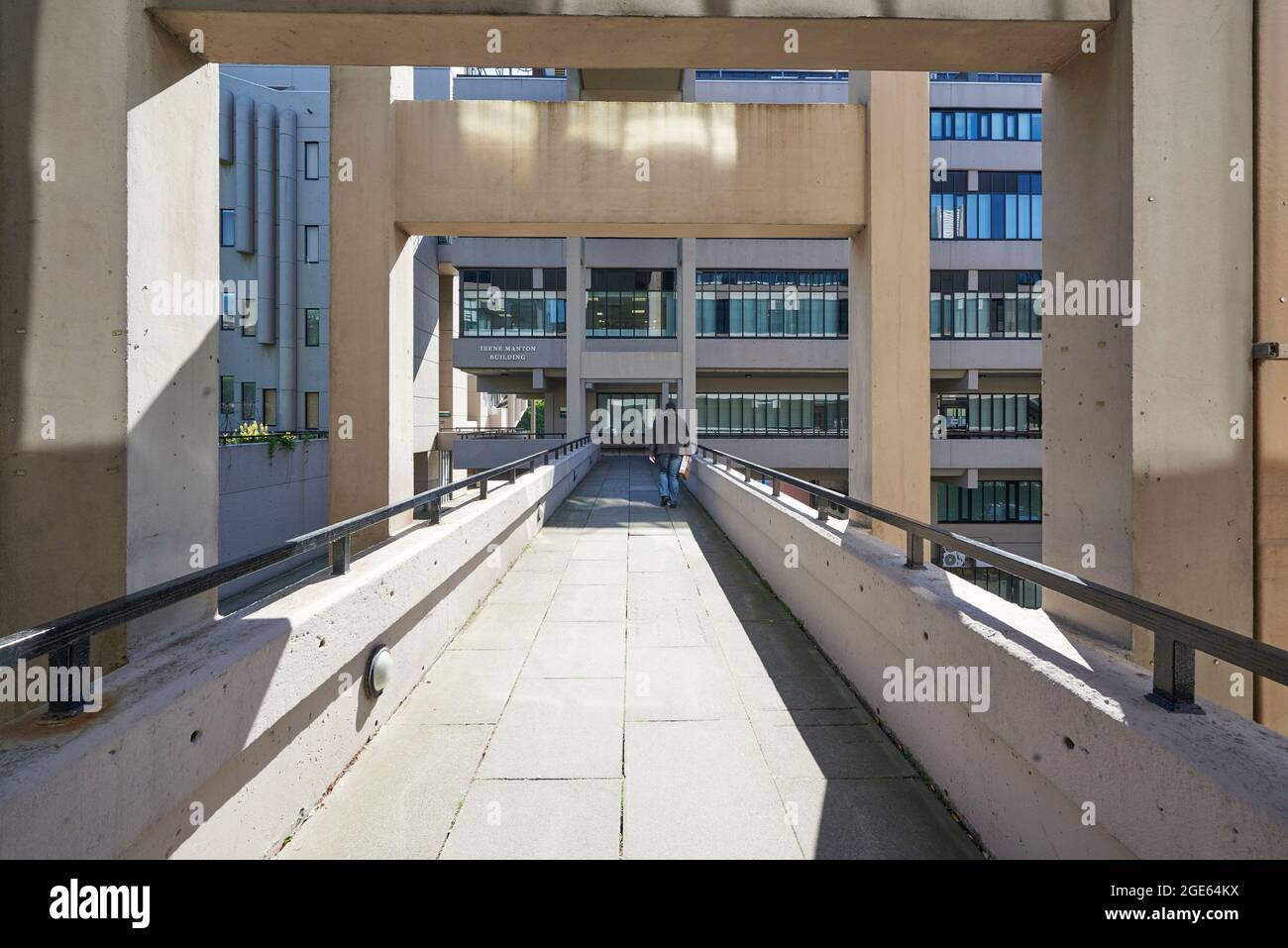 Brutalist architecture concrete buildings at Leeds University campus, West Yorkshire, Northern England, UK Stock Photo