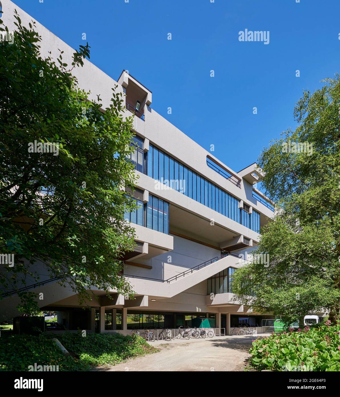 Brutalist architecture concrete buildings at Leeds University campus