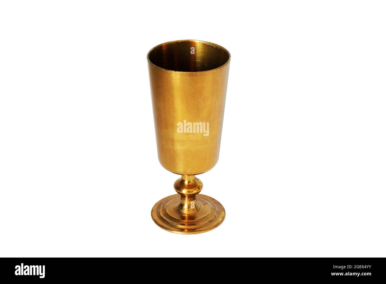 Copper goblet for wine on a white background. Vintage Cup Stock Photo