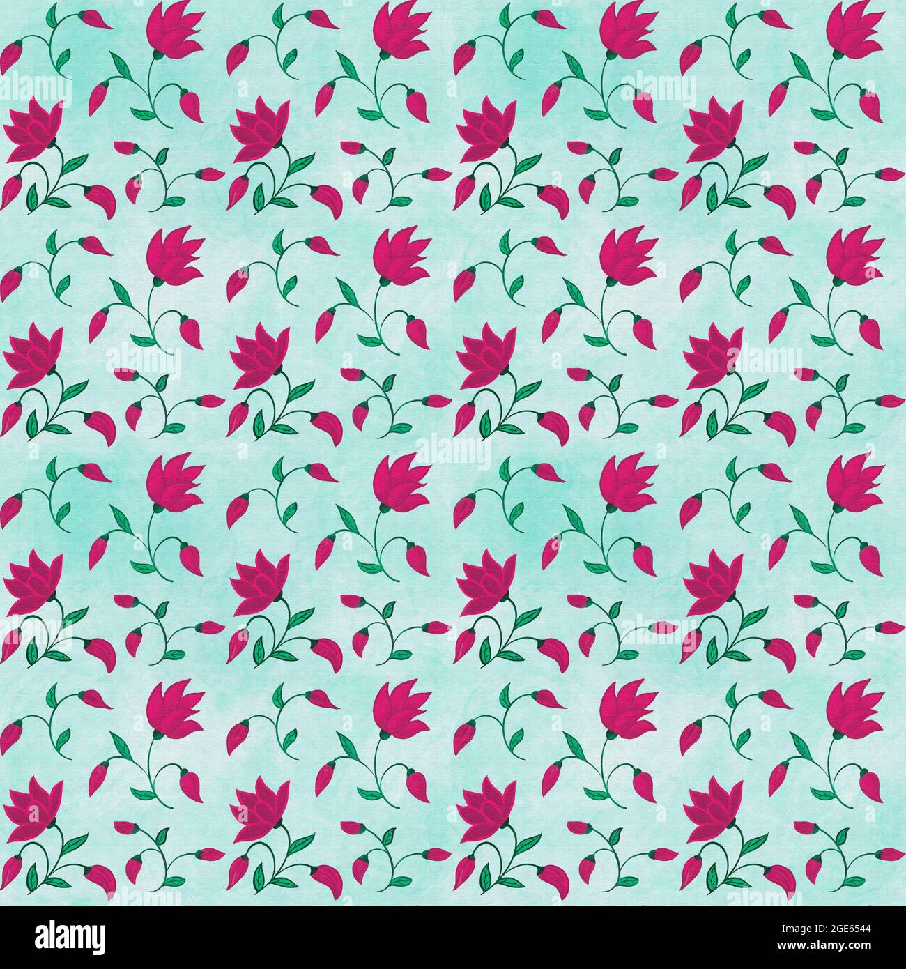 Seamless handdrawn floral surface pattern in vivid colors repeating ...