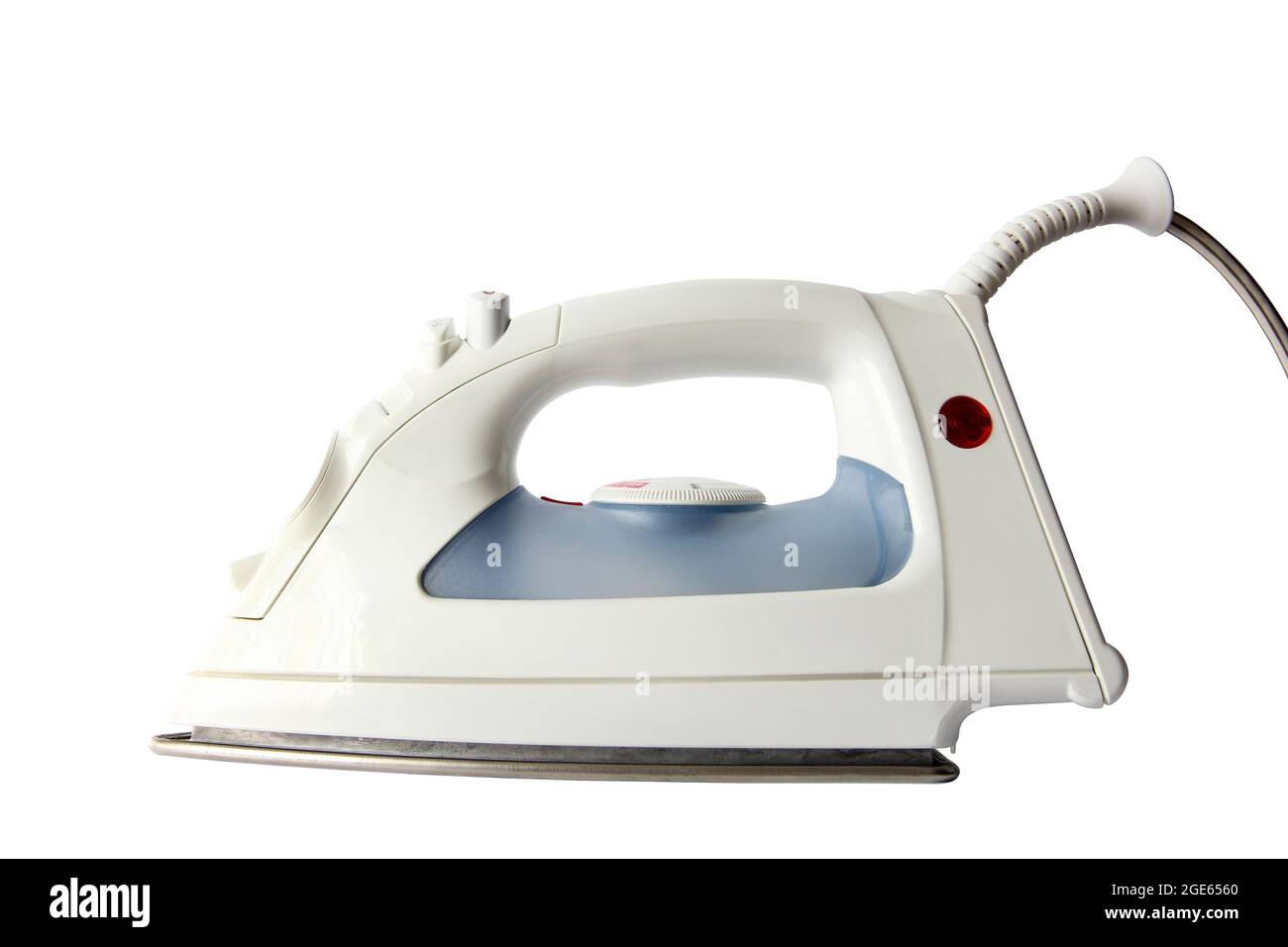 Electric iron on a white background. The iron is horizontal. Household electrical appliance Stock Photo