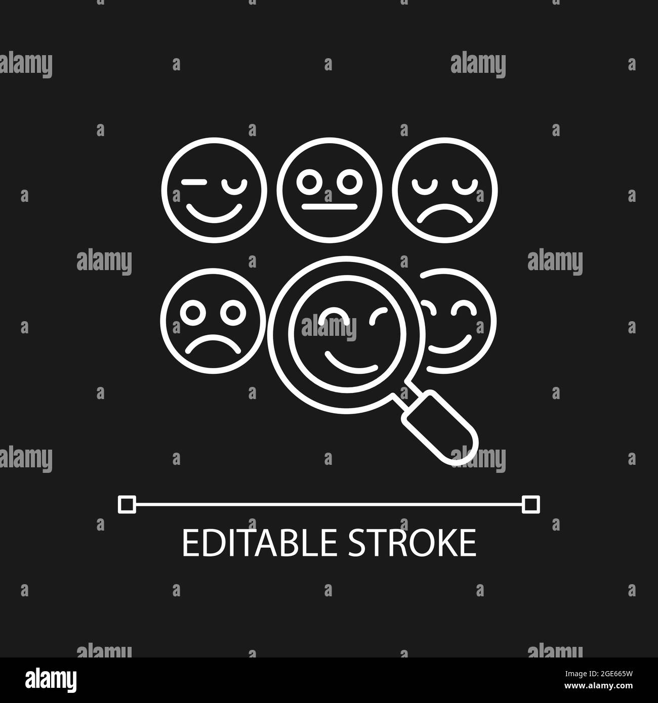 Reading emotions white linear icon for dark theme Stock Vector