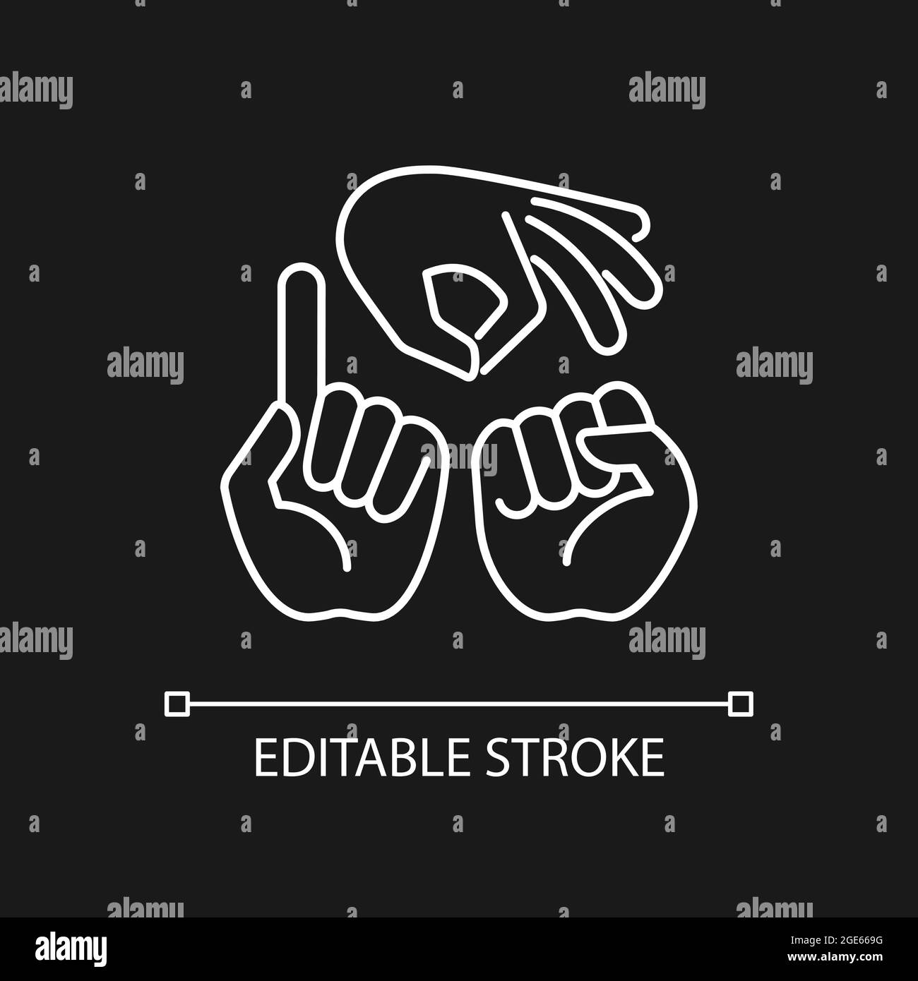Gestures in communication white linear icon for dark theme Stock Vector ...