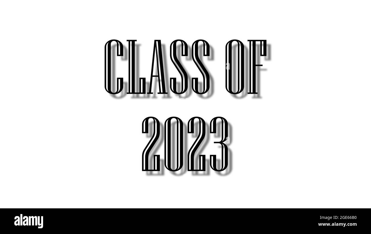 class of 2023 black lettering white background Stock Photo
