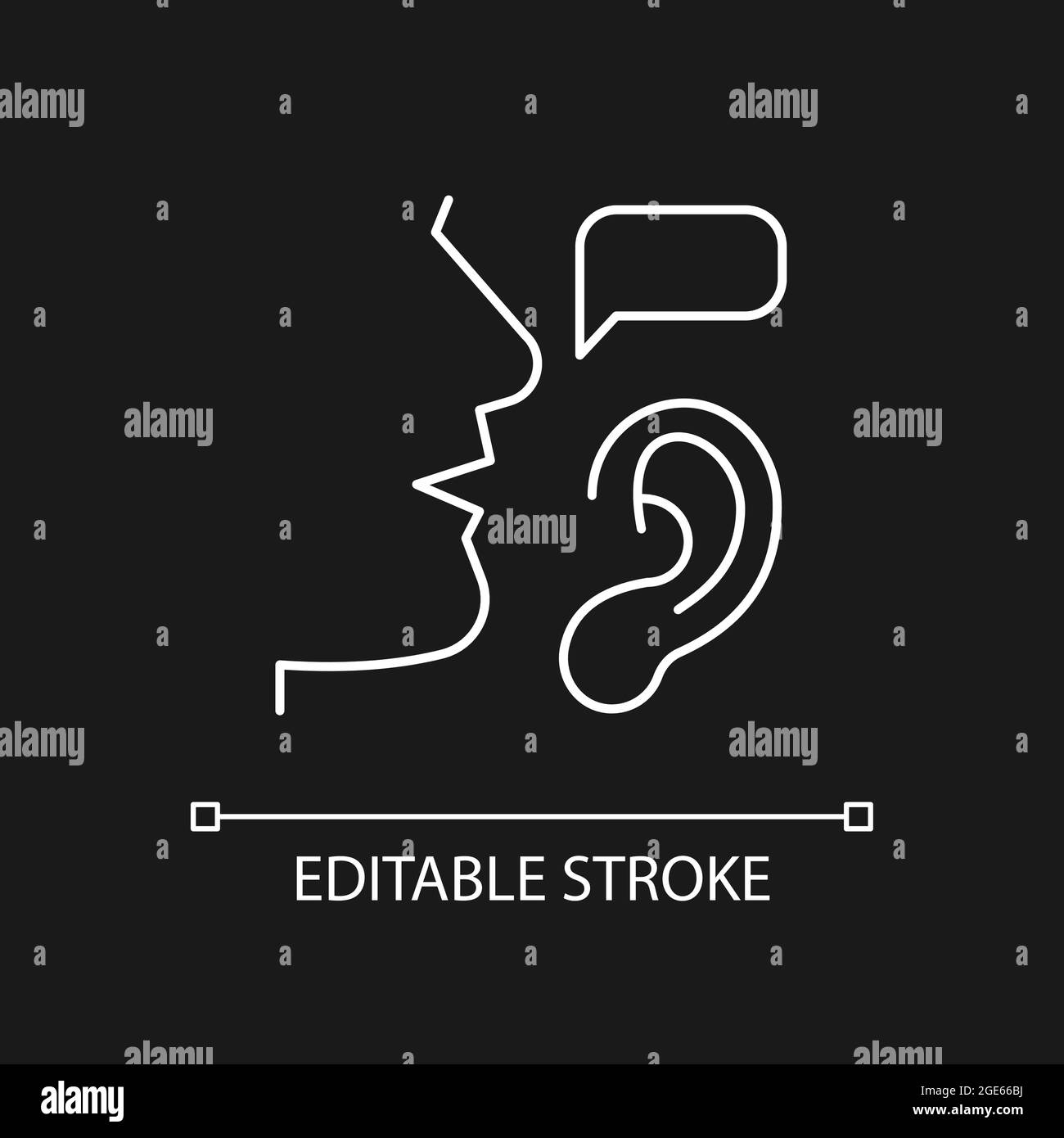 Active listening white linear icon for dark theme Stock Vector Image ...