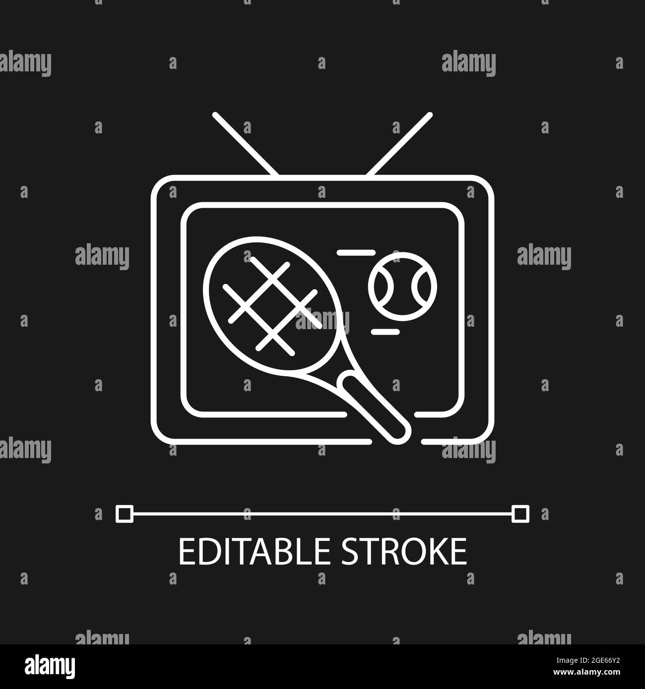 Sports show white linear icon for dark theme Stock Vector Image & Art