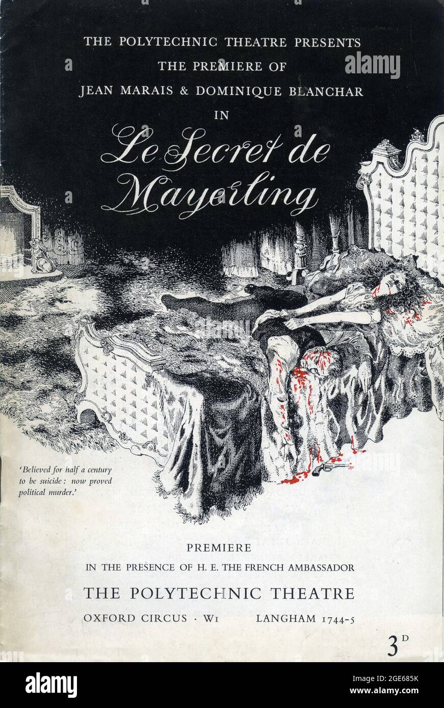 JEAN MARAIS as Archduke Rudolf and DOMINIQUE BLANCHAR as Marie Vetsera in LE SECRET DE MAYERLING 1949 director JEAN DELANNOY Codo Cinema / Blue Ribbon Films (UK) Stock Photo