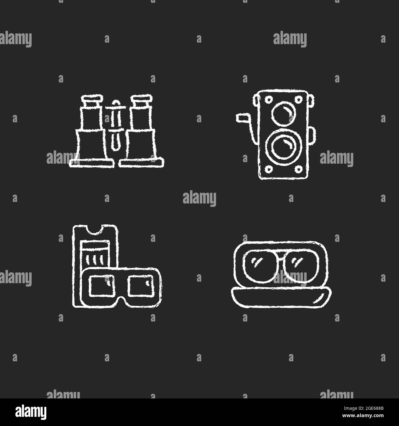 Authentic vintage chalk white icons set on dark background Stock Vector ...